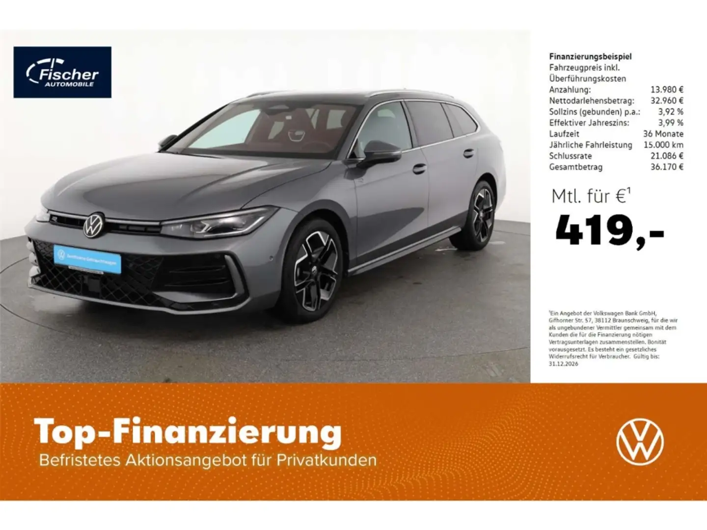Volkswagen Passat 2.0 TDI 4Mot. R-Line DSG AHK/Pano/HUD/SH Grau - 1