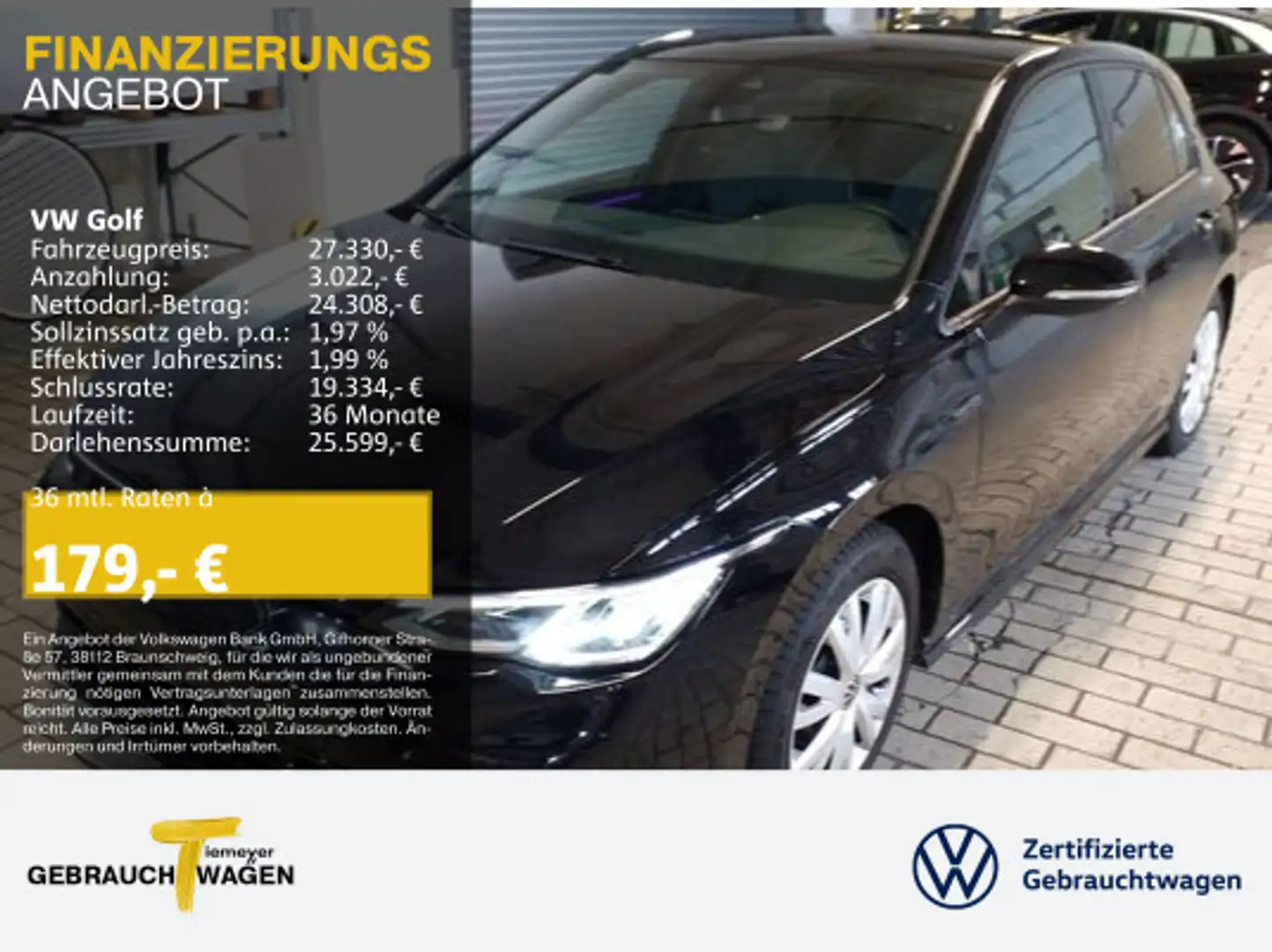 Volkswagen Golf 1.5 TSI R-LINE PANO LM17 KAMERA H/K Schwarz - 1