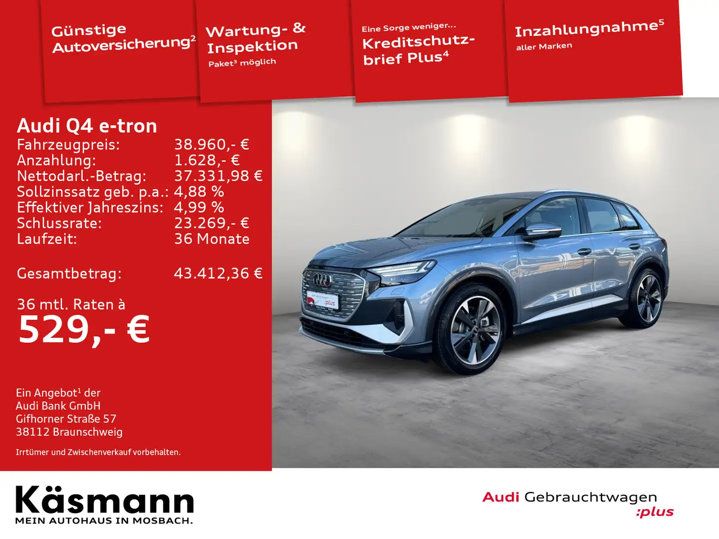 Audi Q4 e-tron 45 quattro S line MATRIX ACC KAM AHK Blau - 1