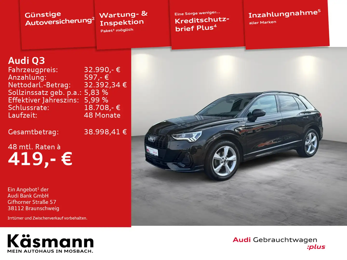 Audi Q3 35TDI AHK LED ACC NAV KAM SHZ VIRTUAL Schwarz - 2