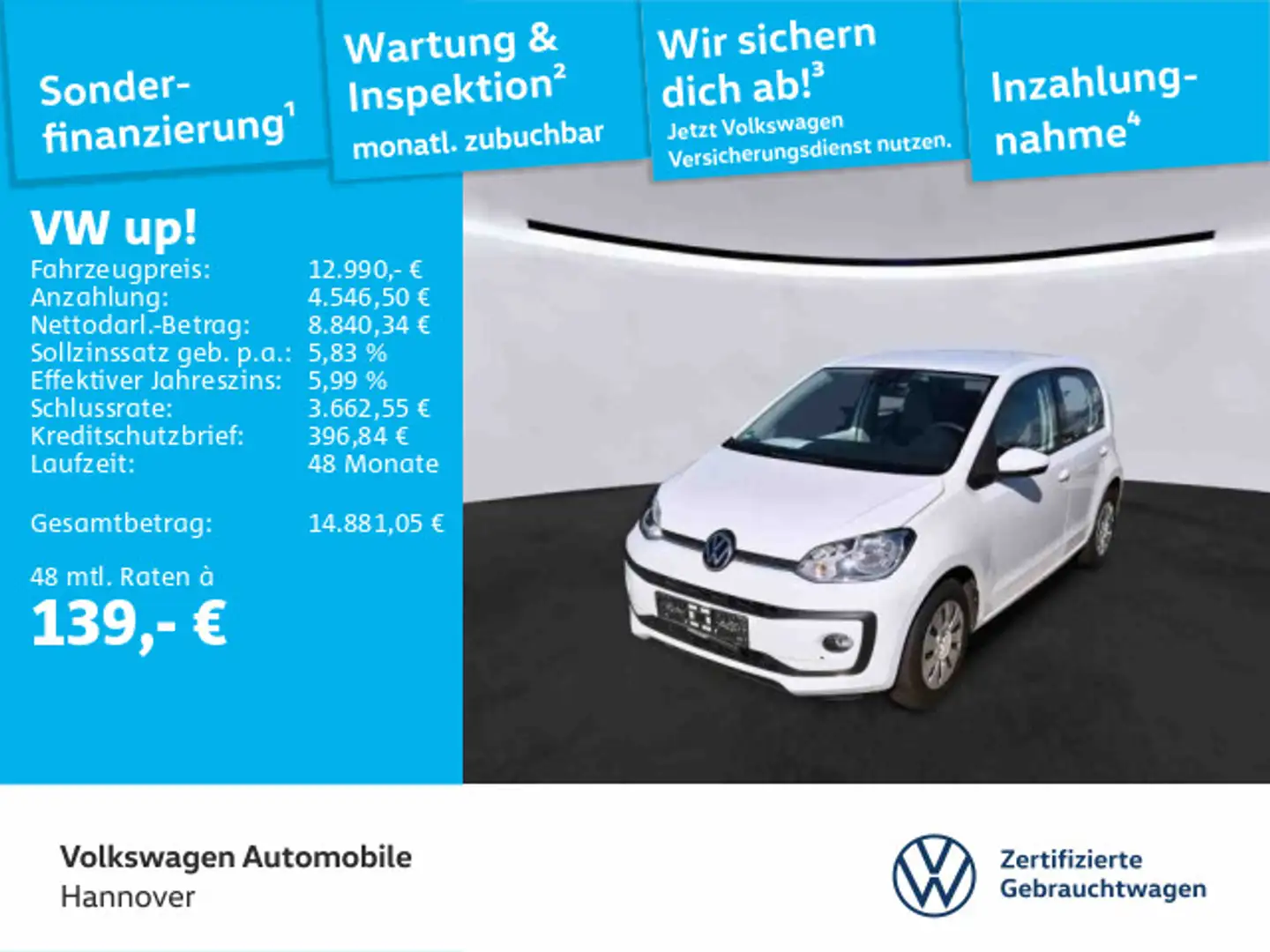 Volkswagen up! 1.0 TSI Move PDC SHZ Weiß - 1
