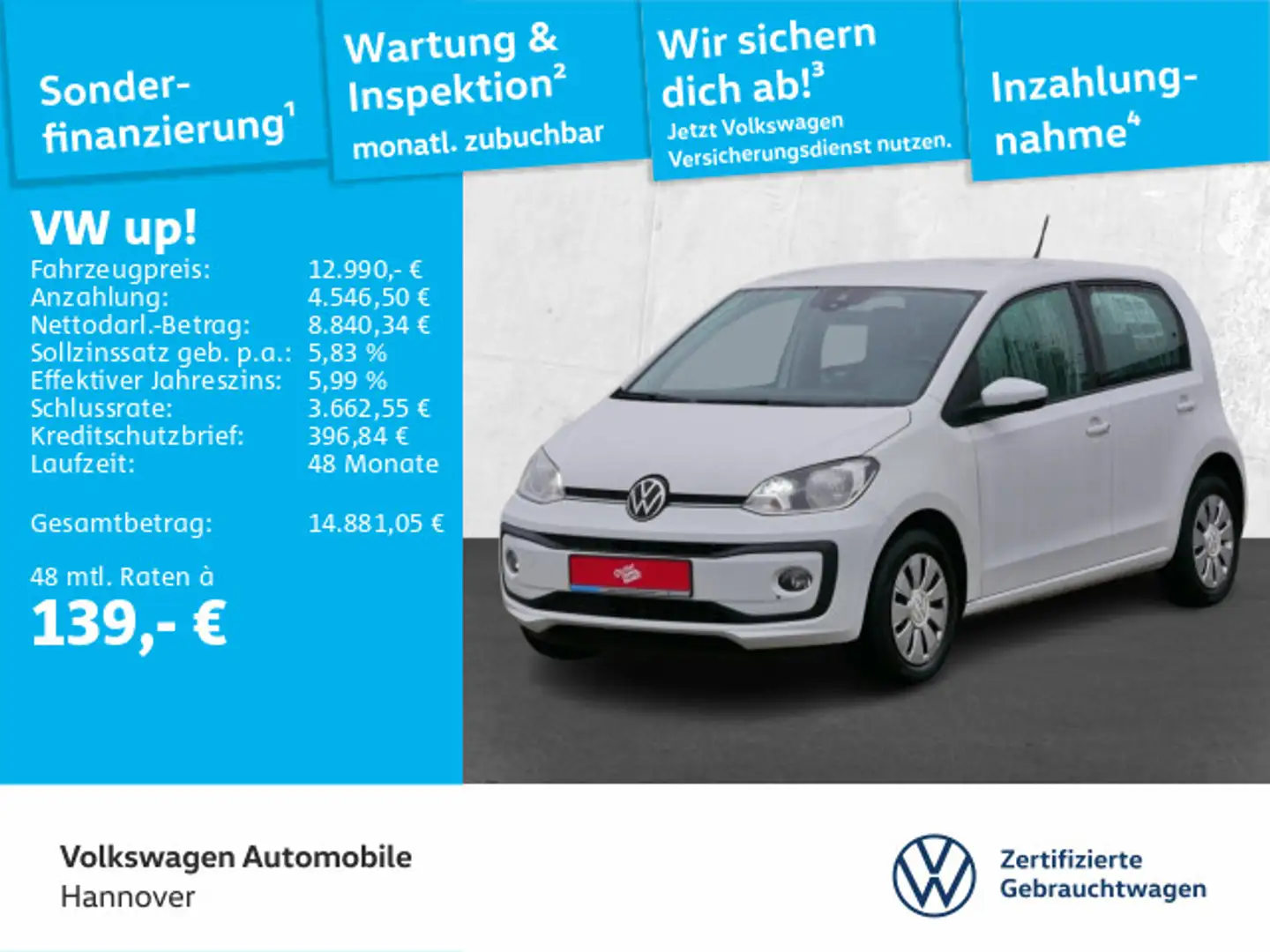 Volkswagen up! 1.0 TSI Move PDC SHZ Weiß - 1