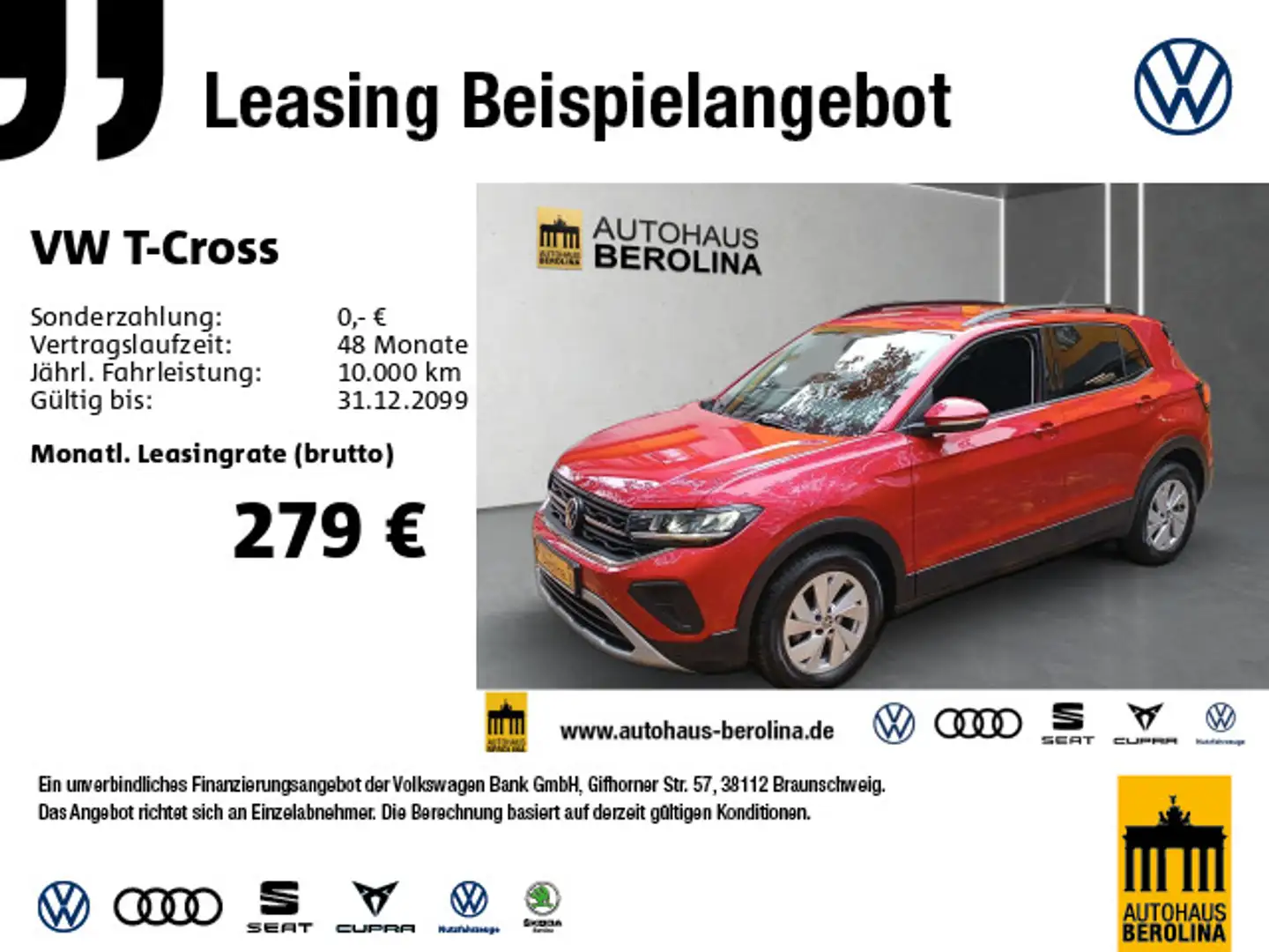 Volkswagen T-Cross 1.0 TSI Life DSG *ACC*R-CAM*LED*SHZ* Rot - 1