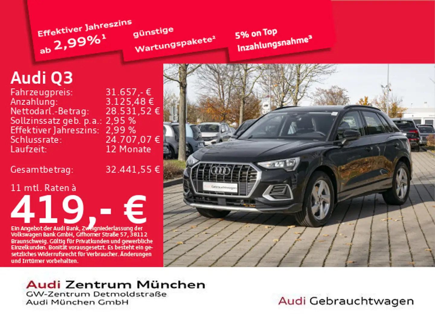 Audi Q3 40 TDI qu. S tronic advanced Pano/AHK/Virtual Schwarz - 1