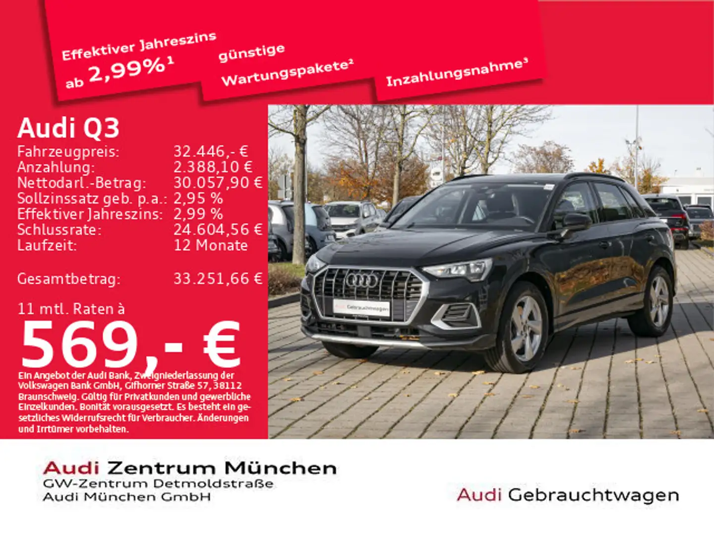 Audi Q3 40 TDI qu. S tronic advanced Pano/AHK/Virtual Noir - 1