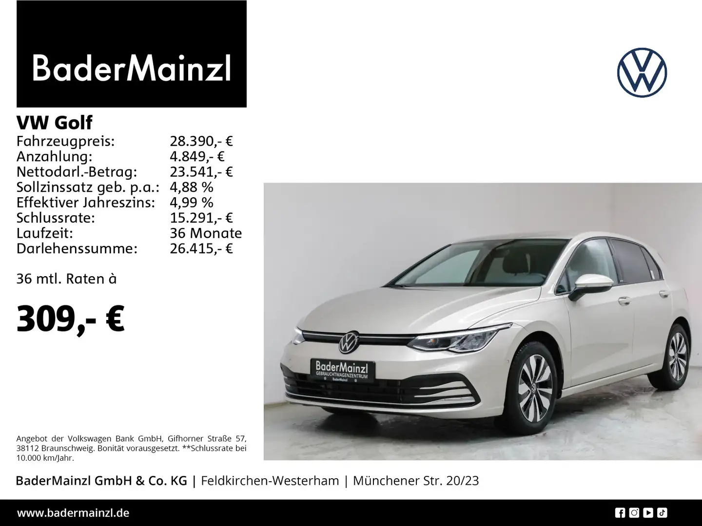 Volkswagen Golf 2.0 TDI DSG MOVE AHK Kam. SHZ LHZ ACC LED Silber - 1