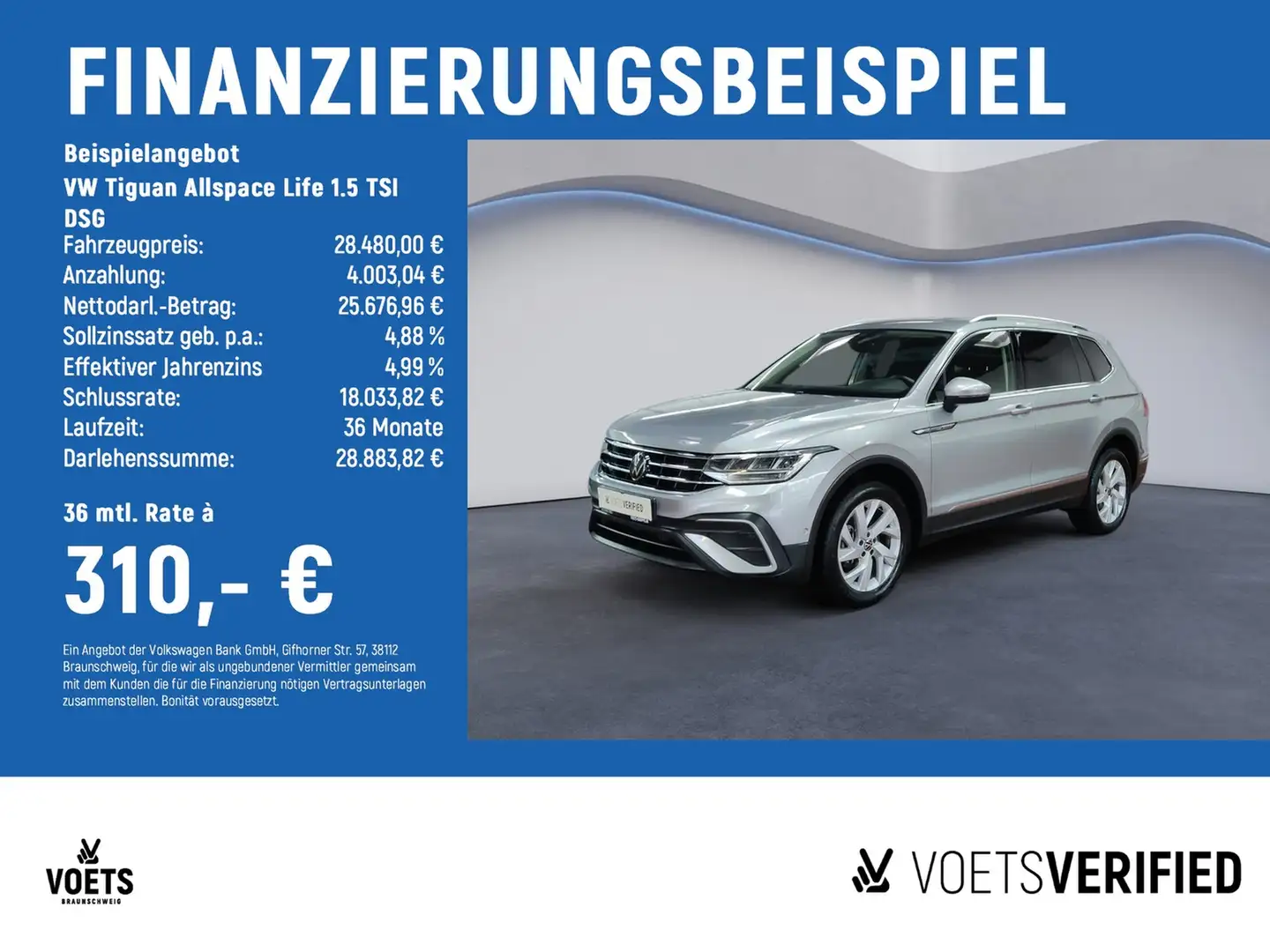 Volkswagen Tiguan Allspace Life 1.5 TSI DSG LED+AHK+HuD Silber - 2