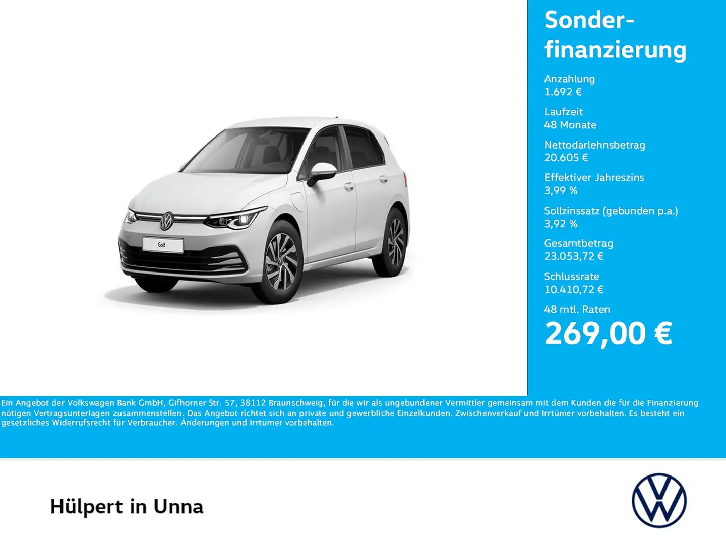 Volkswagen Golf VIII 1.4 HYBRID STYLE ACC NAVI ALU SITZHEIZ Білий - 1