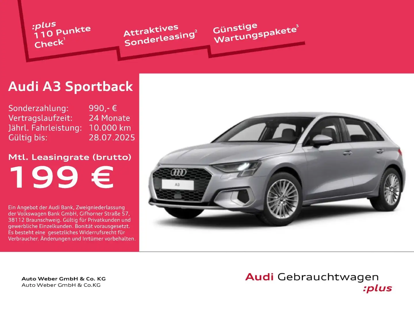 Audi A3 Sportback 35TFSI advanced 6-GANG Silber - 1
