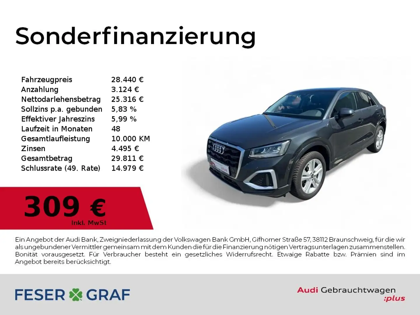 Audi Q2 Advanced 35 TFSI S tronic Kamera/VC/Pano/Carplay/L Grau - 1