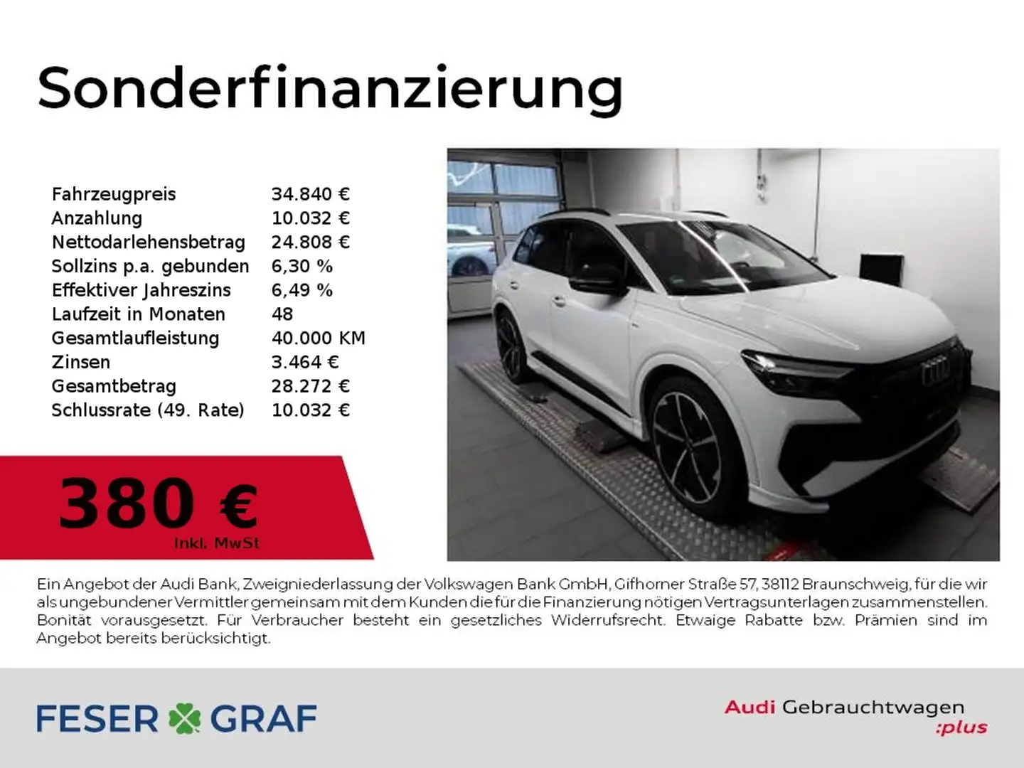 Audi Q4 e-tron 40 S Line Int Leder,Navi,LED,SONOS Weiß - 1