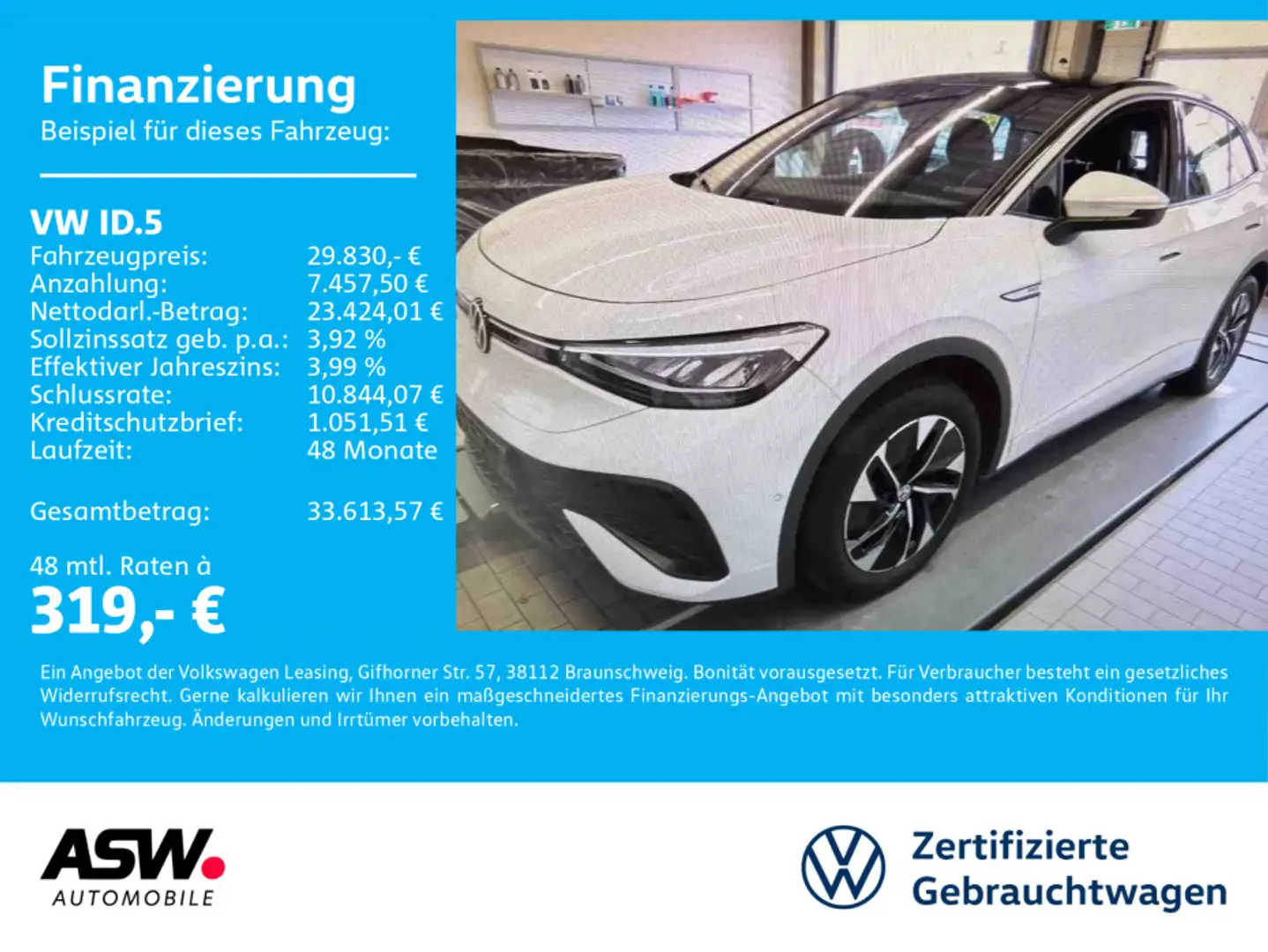 Volkswagen ID.5 Pro Performance LED Nav 360° Wärmepumpe AHK Weiß - 1