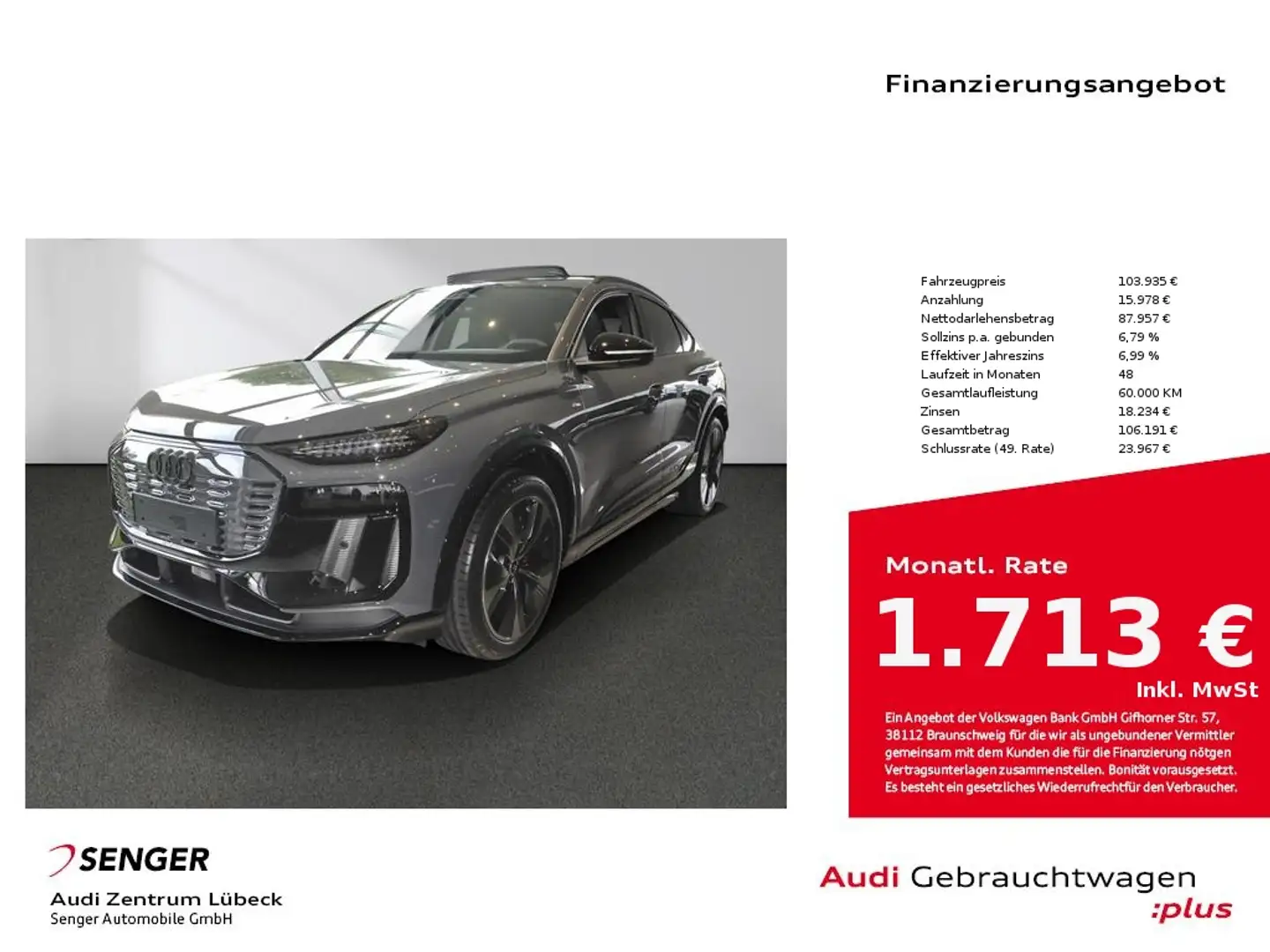 Audi Q6 e-tron e-tron Sportback edition one grey quattro LED Gris - 1