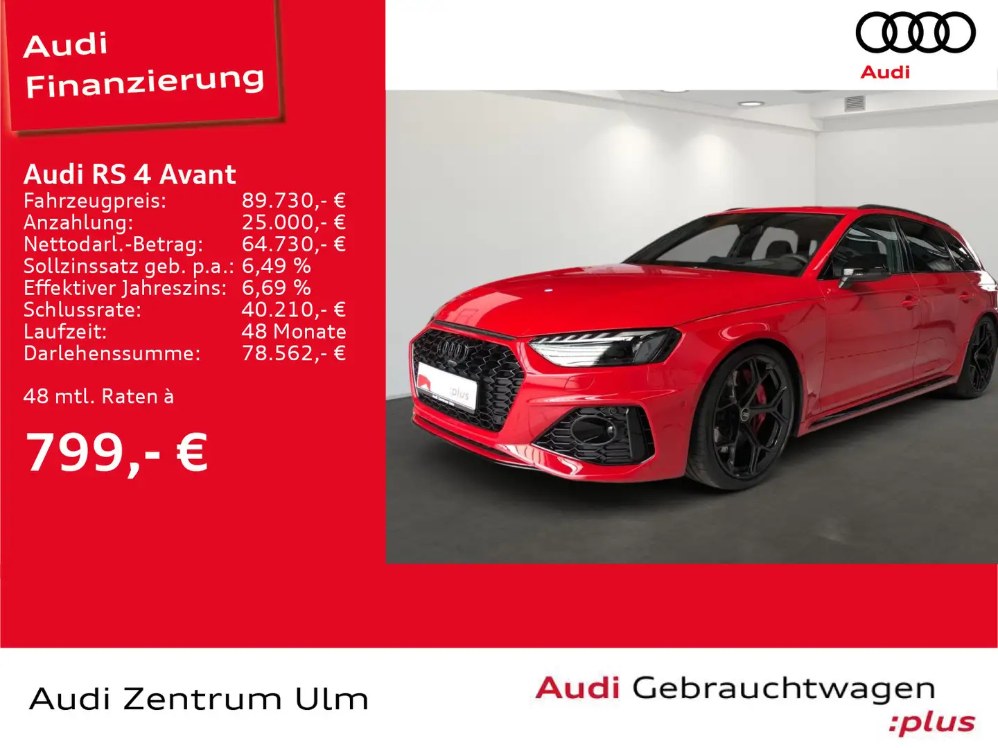 Audi RS4 RS4 Avant competition AHK PANO RS-AGA 290KM/H Roşu - 1