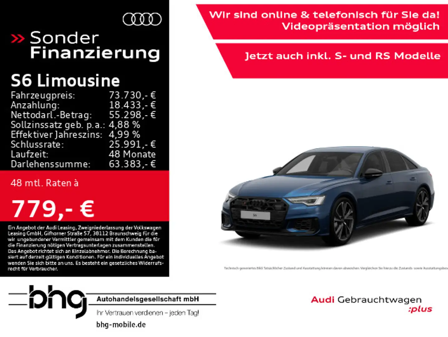 Audi S6 TDI quattro AHK AirSuspension B&O Blau - 1