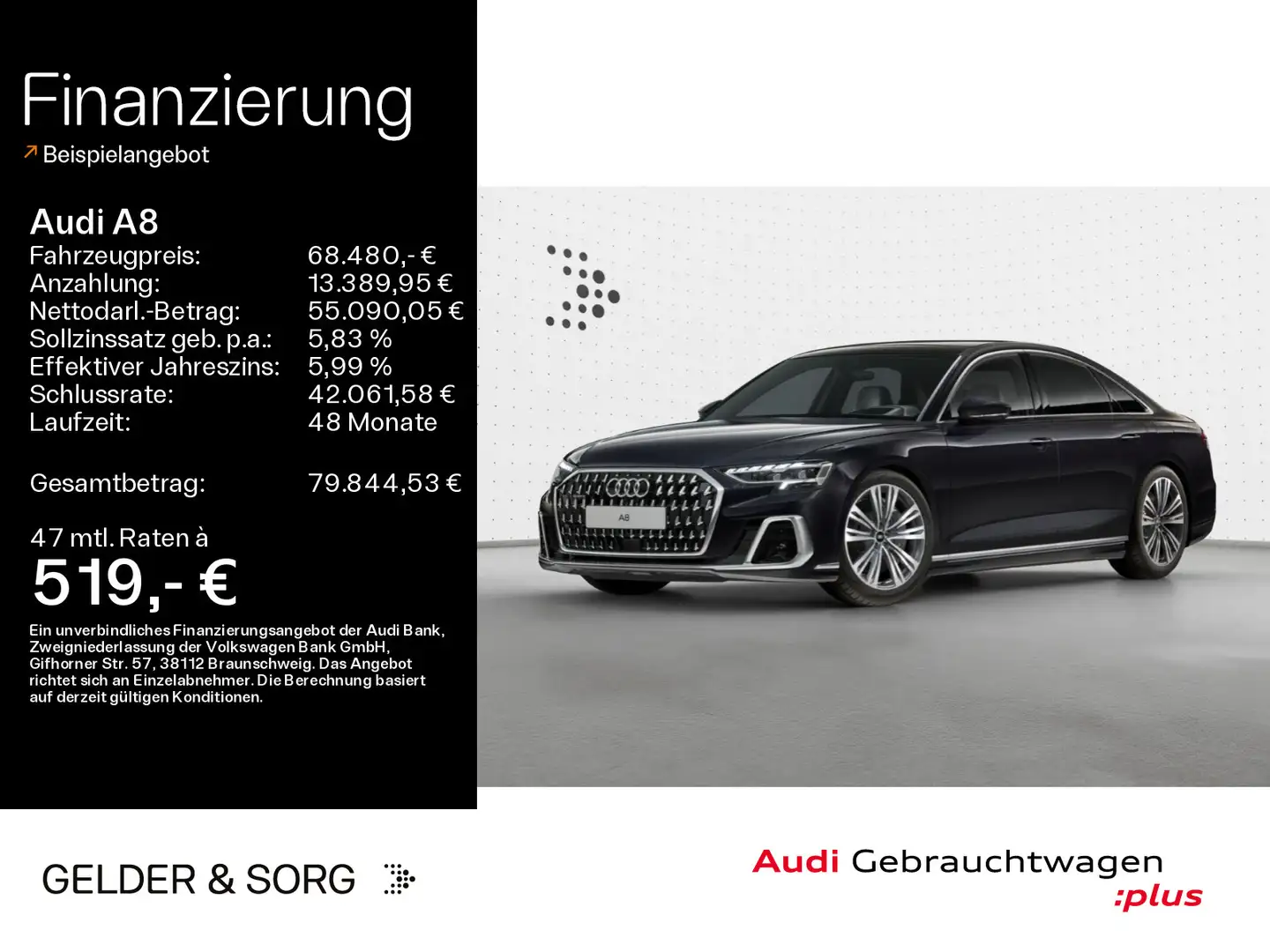 Audi A8 60 TFSIe qu.Air*B&O*360°*HuD*Pano*Massage Noir - 1