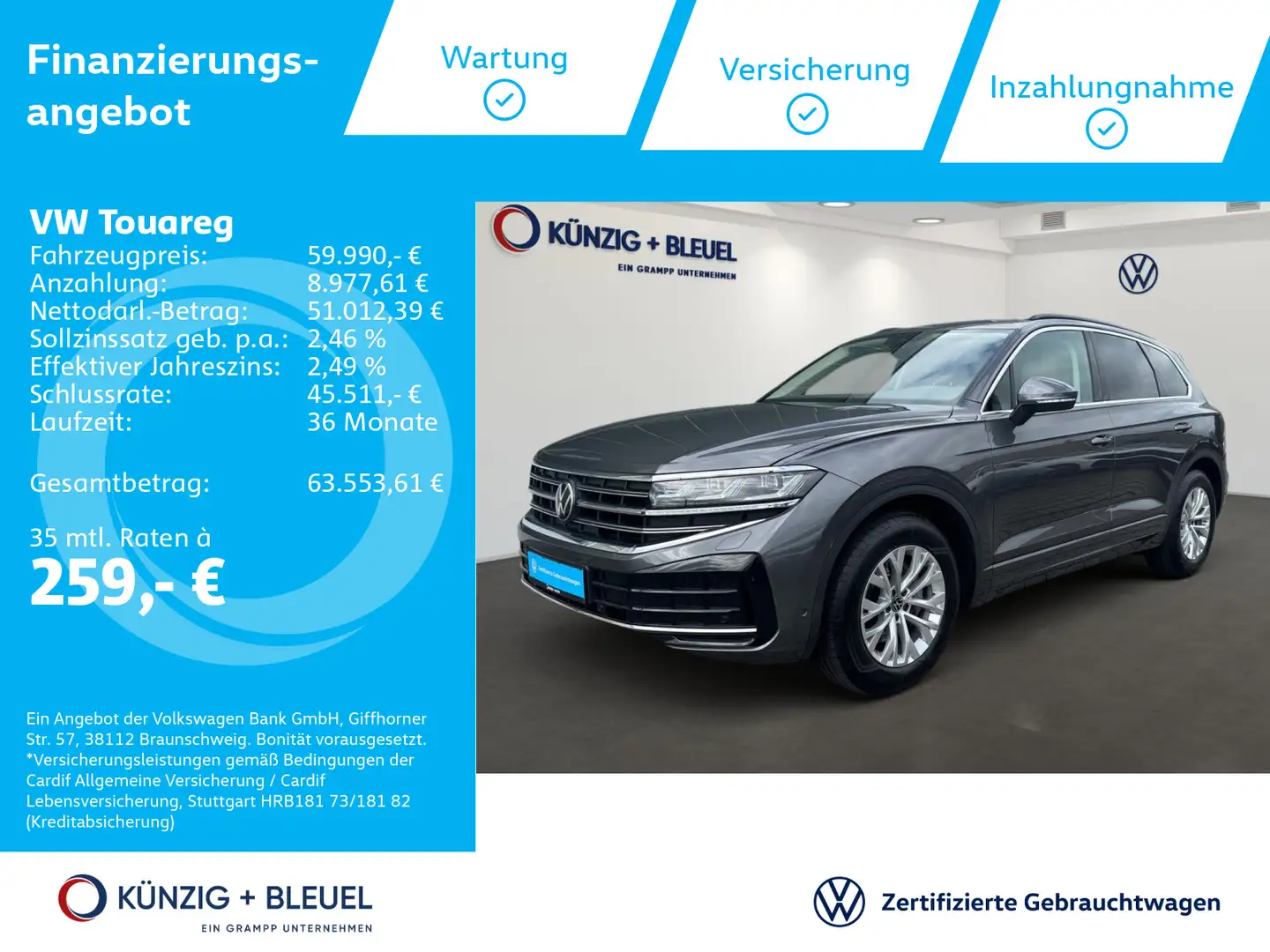 Volkswagen Touareg Elegance 4Motion 3.0 TDI AHK Standhz Luf Grau - 1