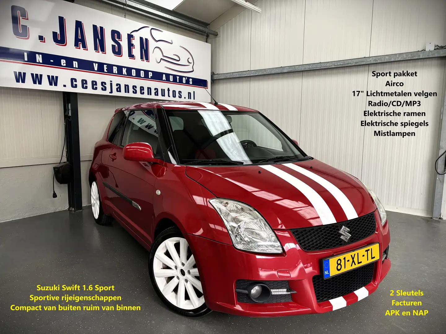 Suzuki Swift 1.6 Sport Leuke auto! | Airco | Lichtmetalen velge Rood - 1