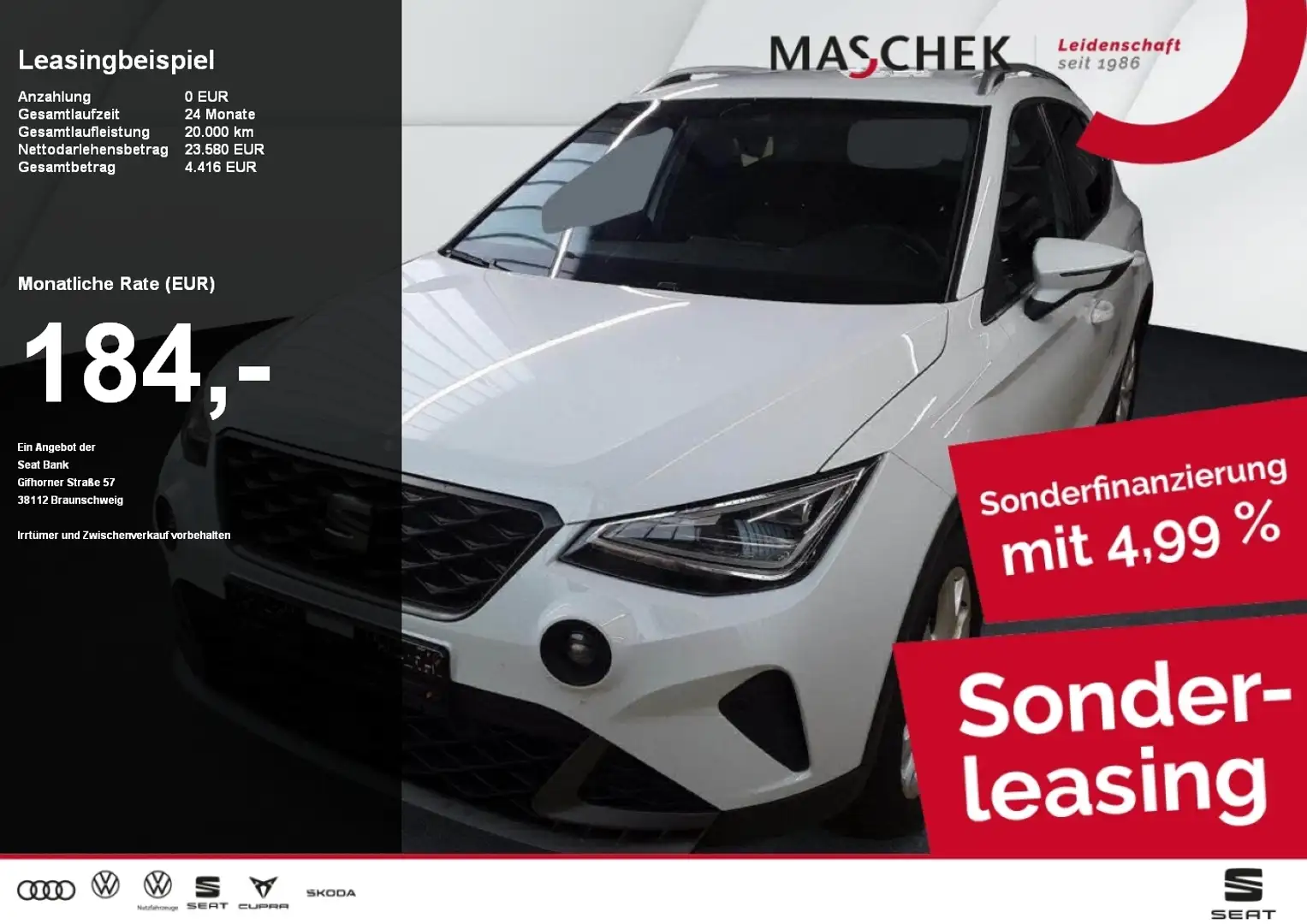 SEAT Arona FR 1.0 TSI DSG Navi RearView Sitzh. LED Weiß - 1