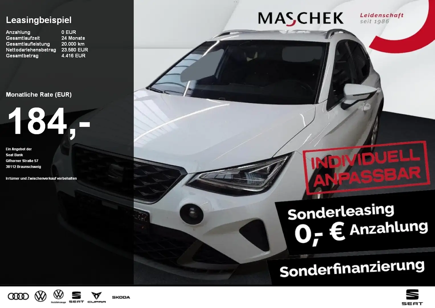 SEAT Arona FR 1.0 TSI DSG Navi RearView Sitzh. LED Weiß - 1