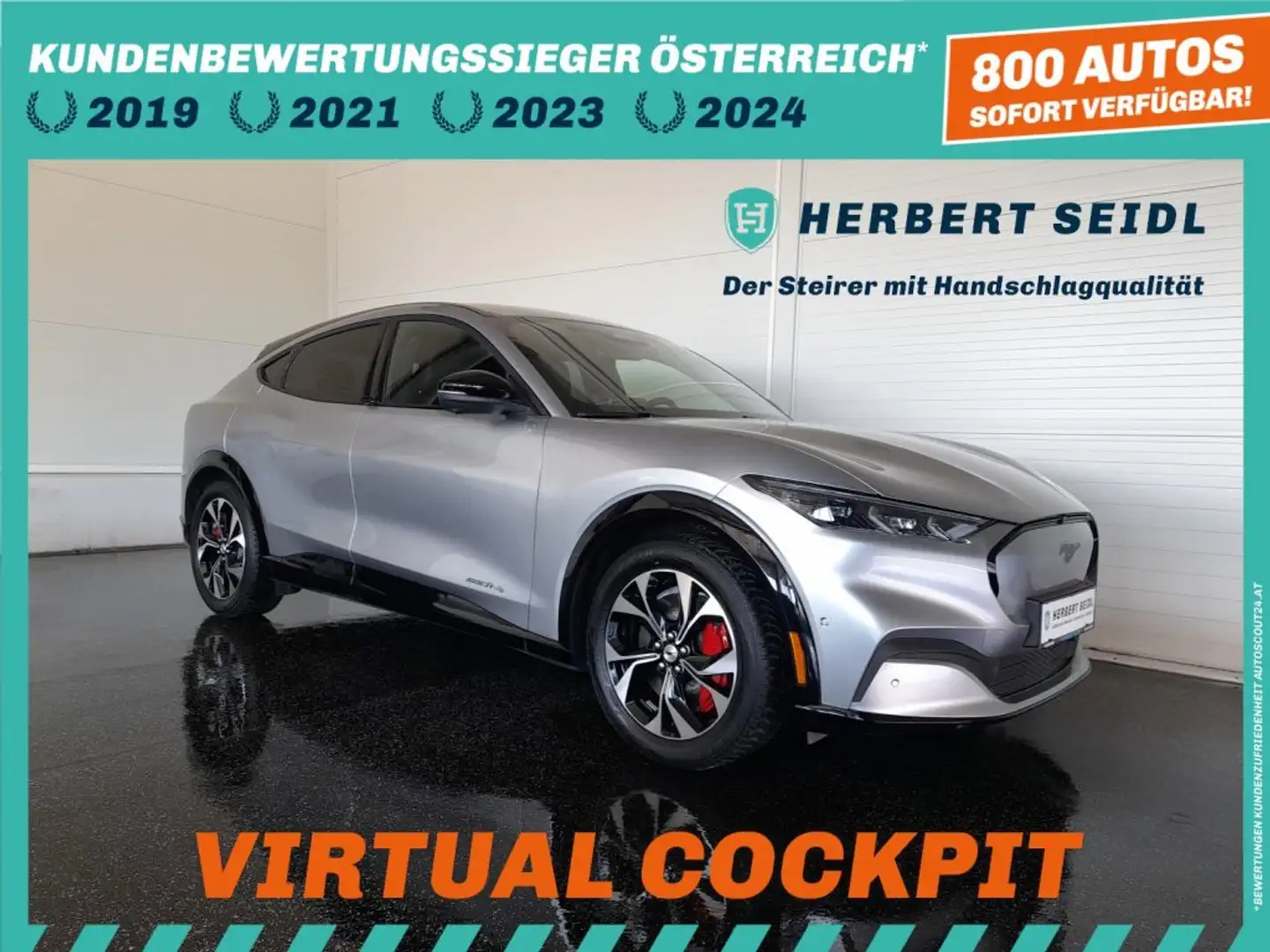Ford Mustang Mach-E 4x4 Aut. *MATRIX LED / 19 ZOLL / NAVI / 360° KAMERA / VOLLLEDER & MEMORY / ACC / B&O SOUNDSYSTEM / E-KLAPPE* Silber - 1