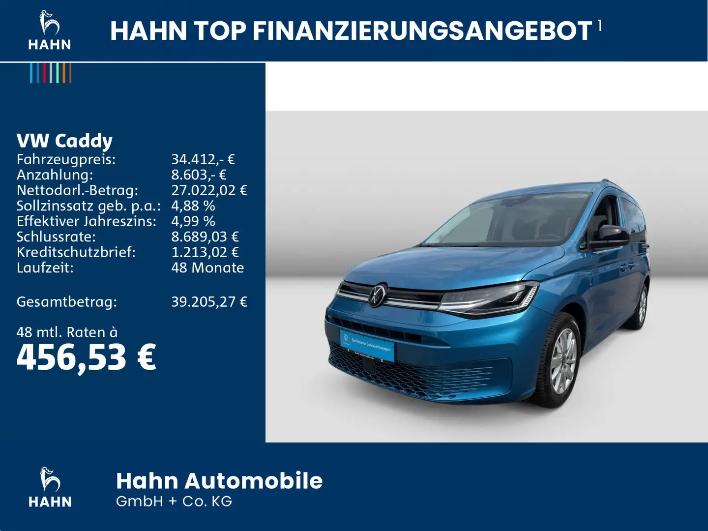 Volkswagen Caddy Life  1.5TSI 85KW DSG LED 3J Anschlussgara Blau - 2