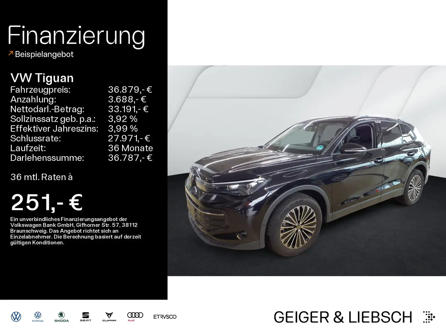 Volkswagen Tiguan 2.0 TDI DSG LIFE*LED*AHK*KAMERA*NAVI*KLIM Schwarz - 1