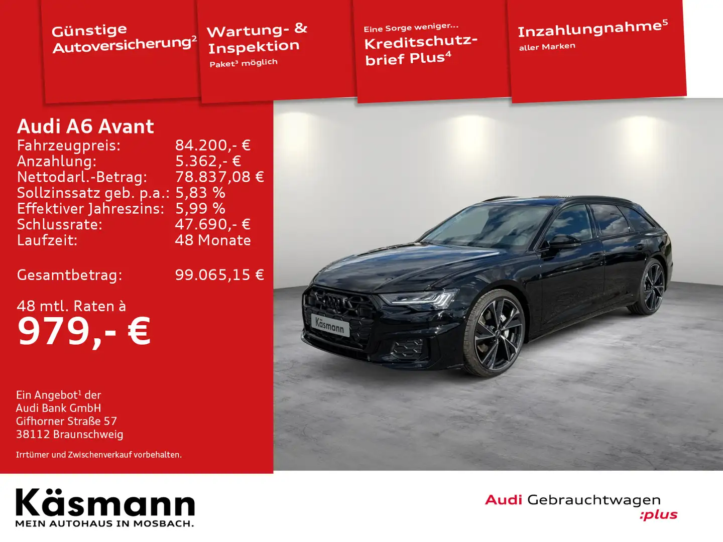 Audi A6 S line 50TDI quattro HD MATRIX LUFT AHK Schwarz - 1