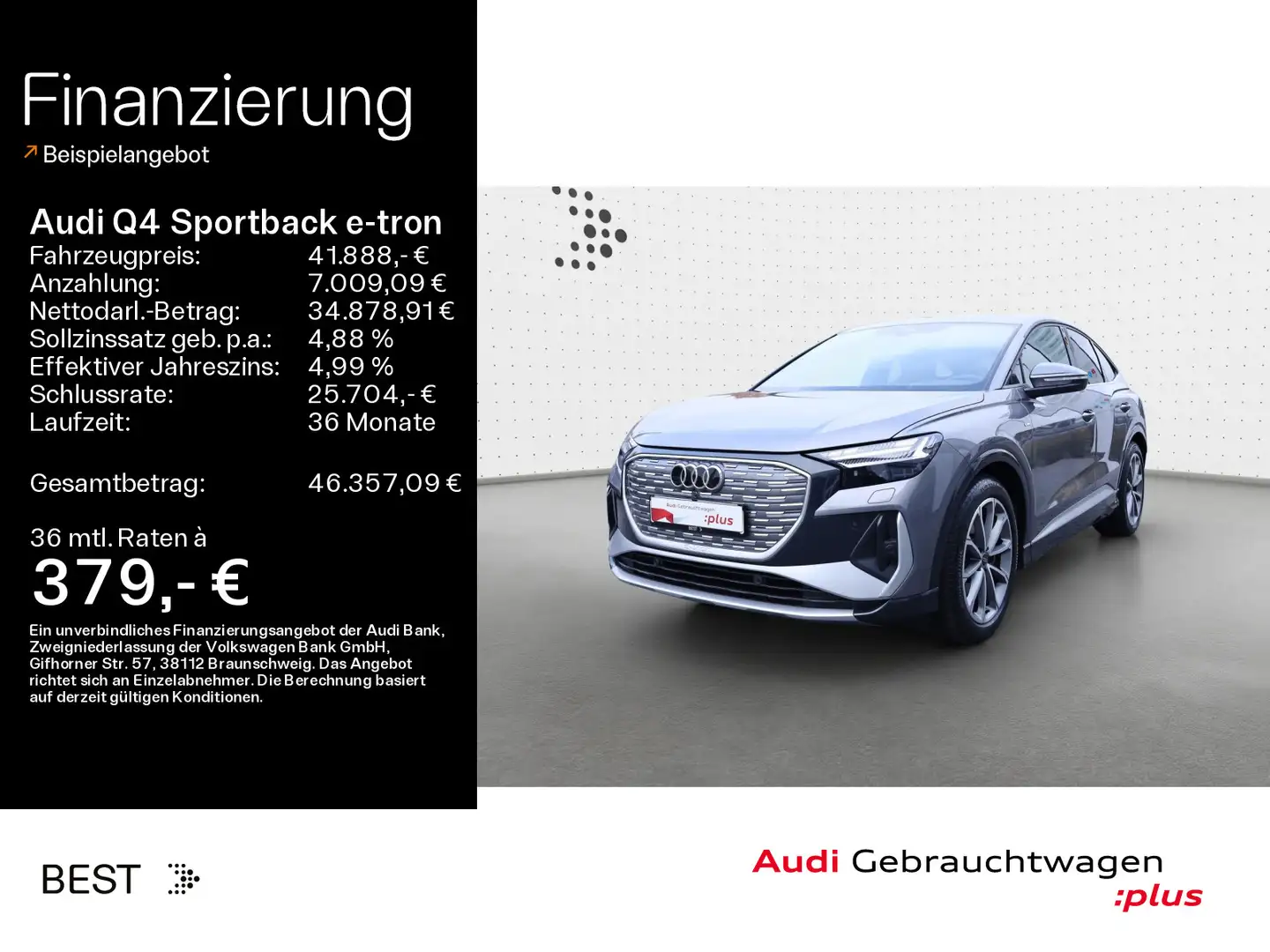 Audi Q4 e-tron Q4 Sportback 50 e-tron qu. S line*Pano*Sonos* Grau - 1