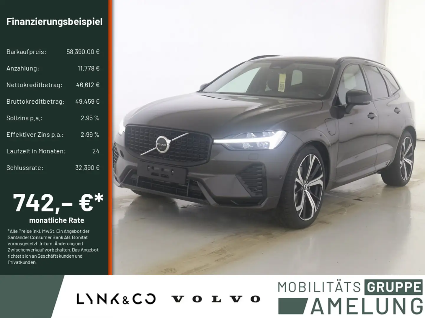 Volvo XC60 T8 AWD Ultra Dark AHK STANDHZ 360° PANO Grigio - 1