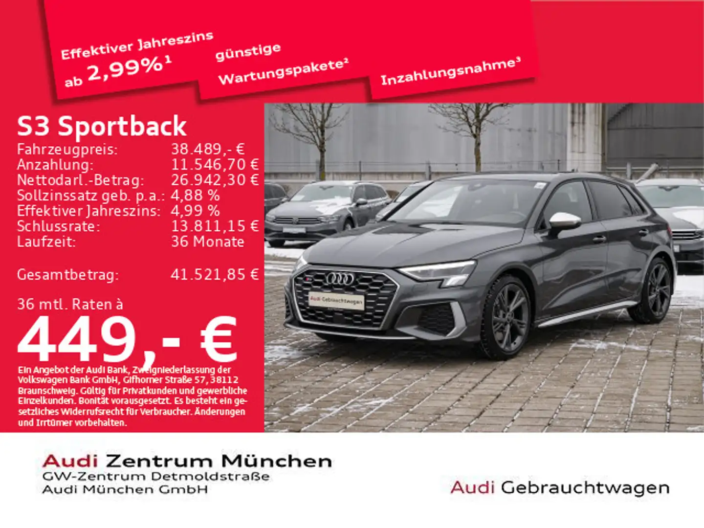 Audi S3 TFSI S tronic Virtual+/Navi+/Privac Grau - 1