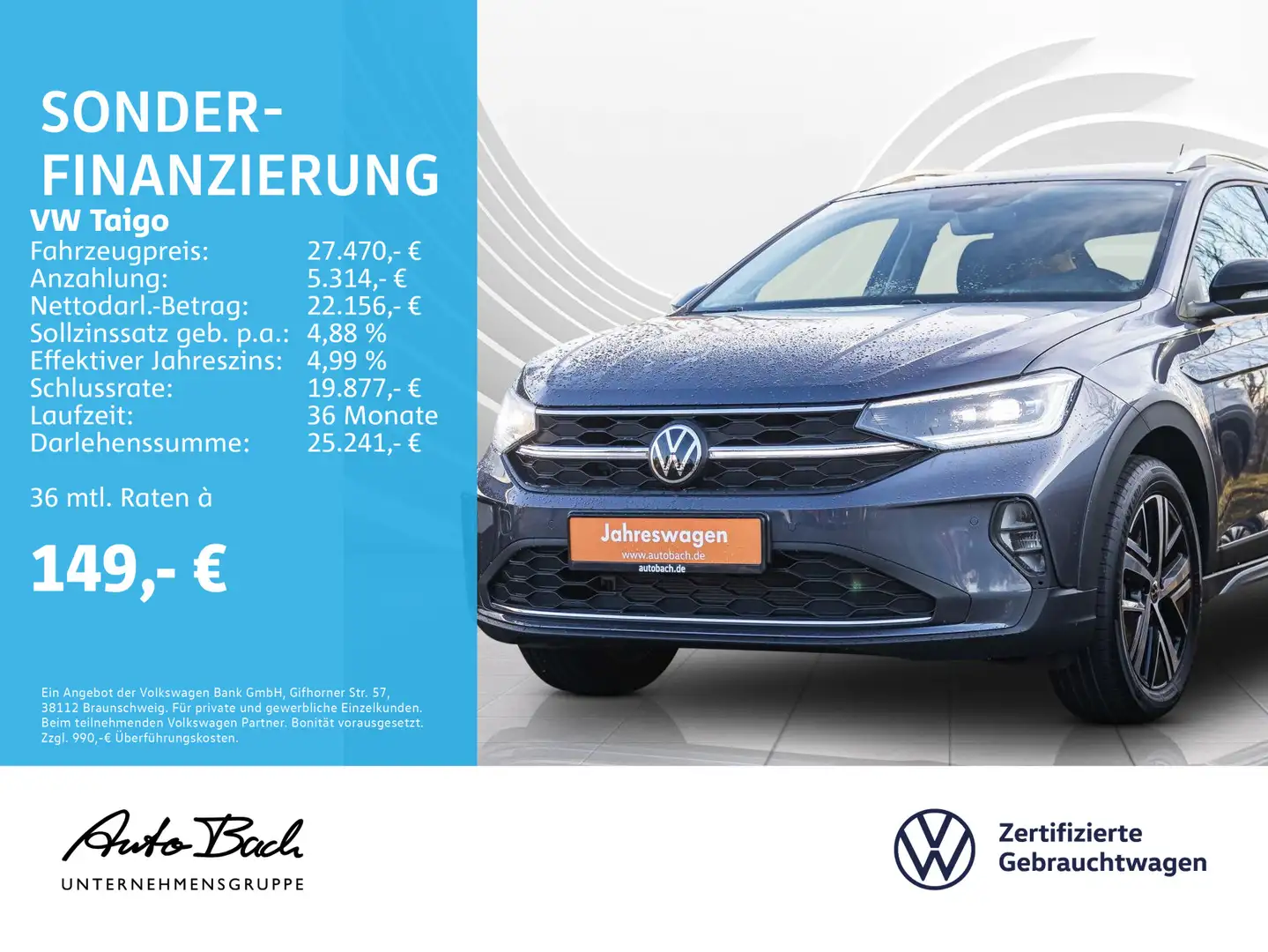 Volkswagen Taigo 1.0 TSI DSG Style, Navi, LED-Matrix, App-C Grijs - 1