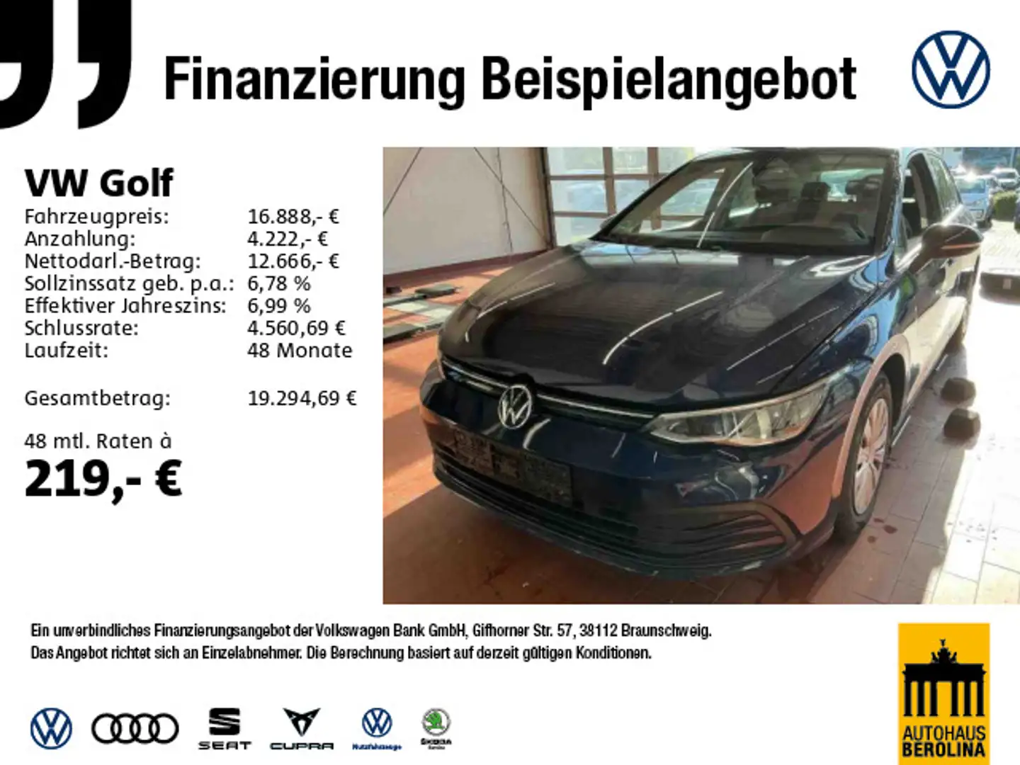 Volkswagen Golf VIII 1.0 TSI *PDC*App-Connect*LED*SHZ* Blau - 1