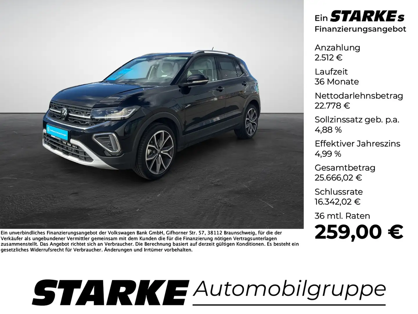 Volkswagen T-Cross 1.0 TSI DSG Style Schwarz - 1