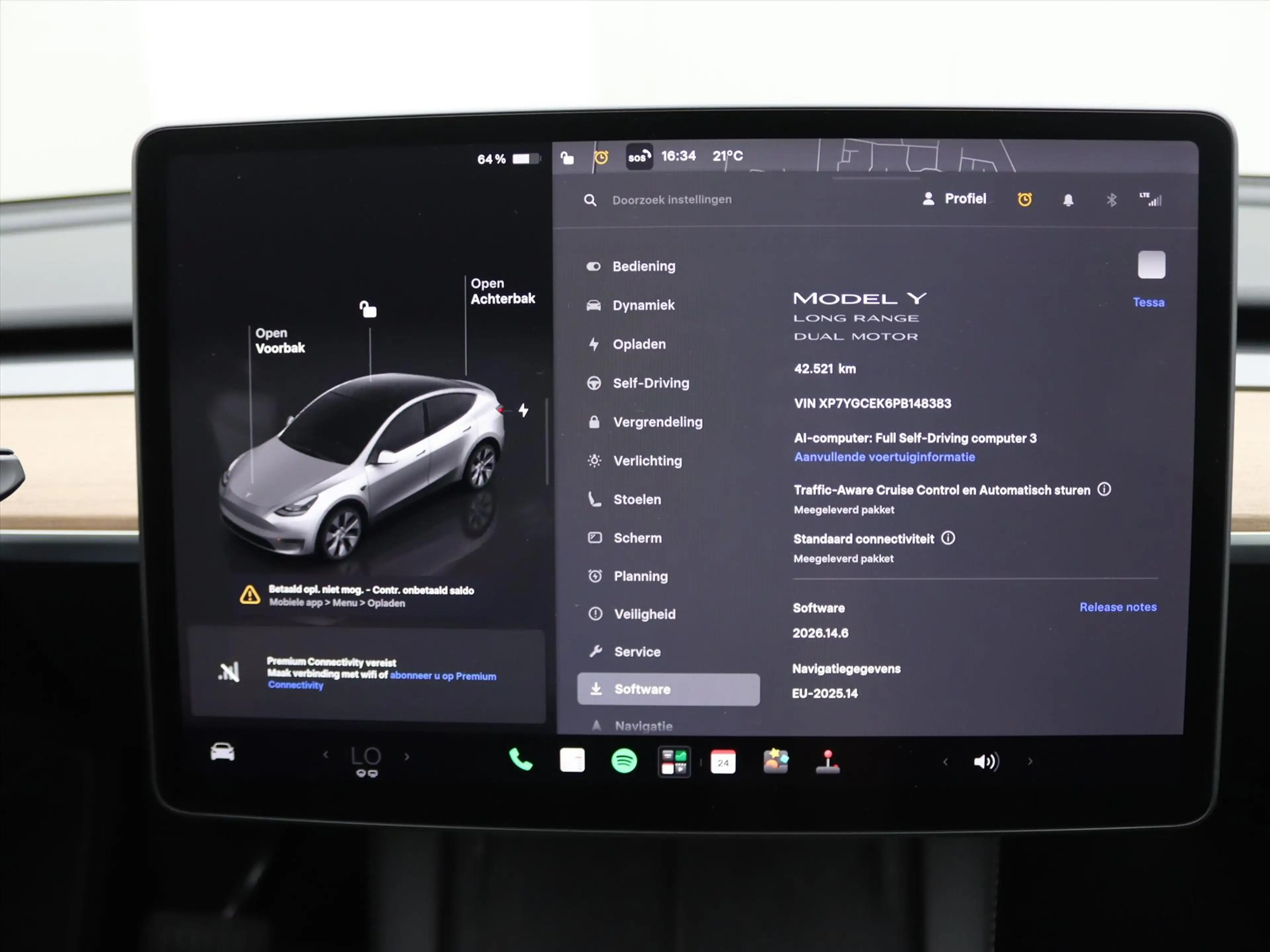 Tesla Model Y Long Range AWD 75kWh 351pk 95.2% SoH [ TREKHAAK+AM — photo 26