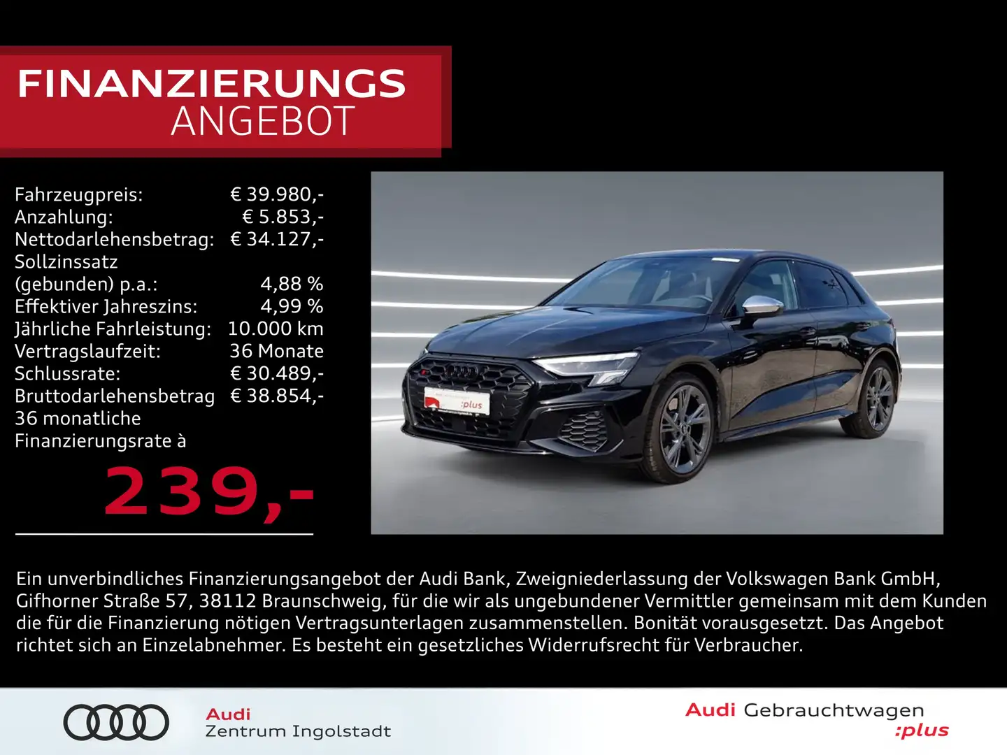 Audi S3 Sportback TFSI NAVI Optikpaket-Schwarz+ GRA Schwarz - 1