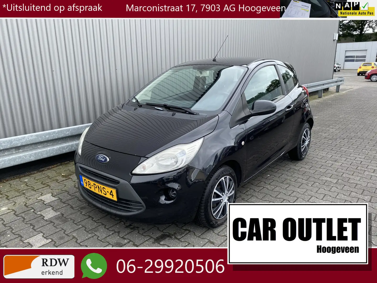 Ford Ka/Ka+ 1.2 Comfort start/stop NAP, 1e Eignr, A/C, Elc.Ram Zwart - 1