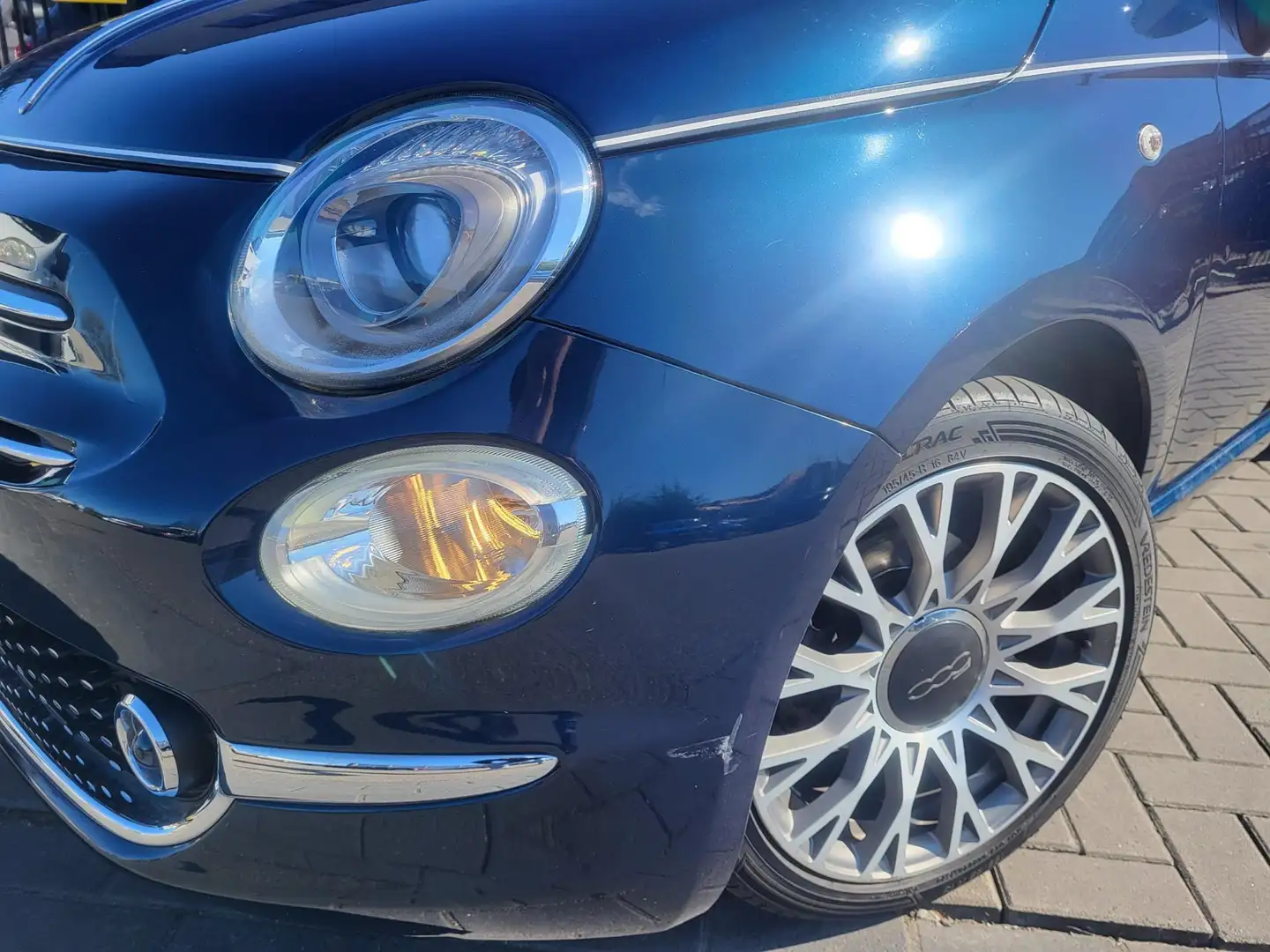 Fiat 500 0.9 TwinAir Turbo Collezione | Panoramadak, cruise Blauw - 2