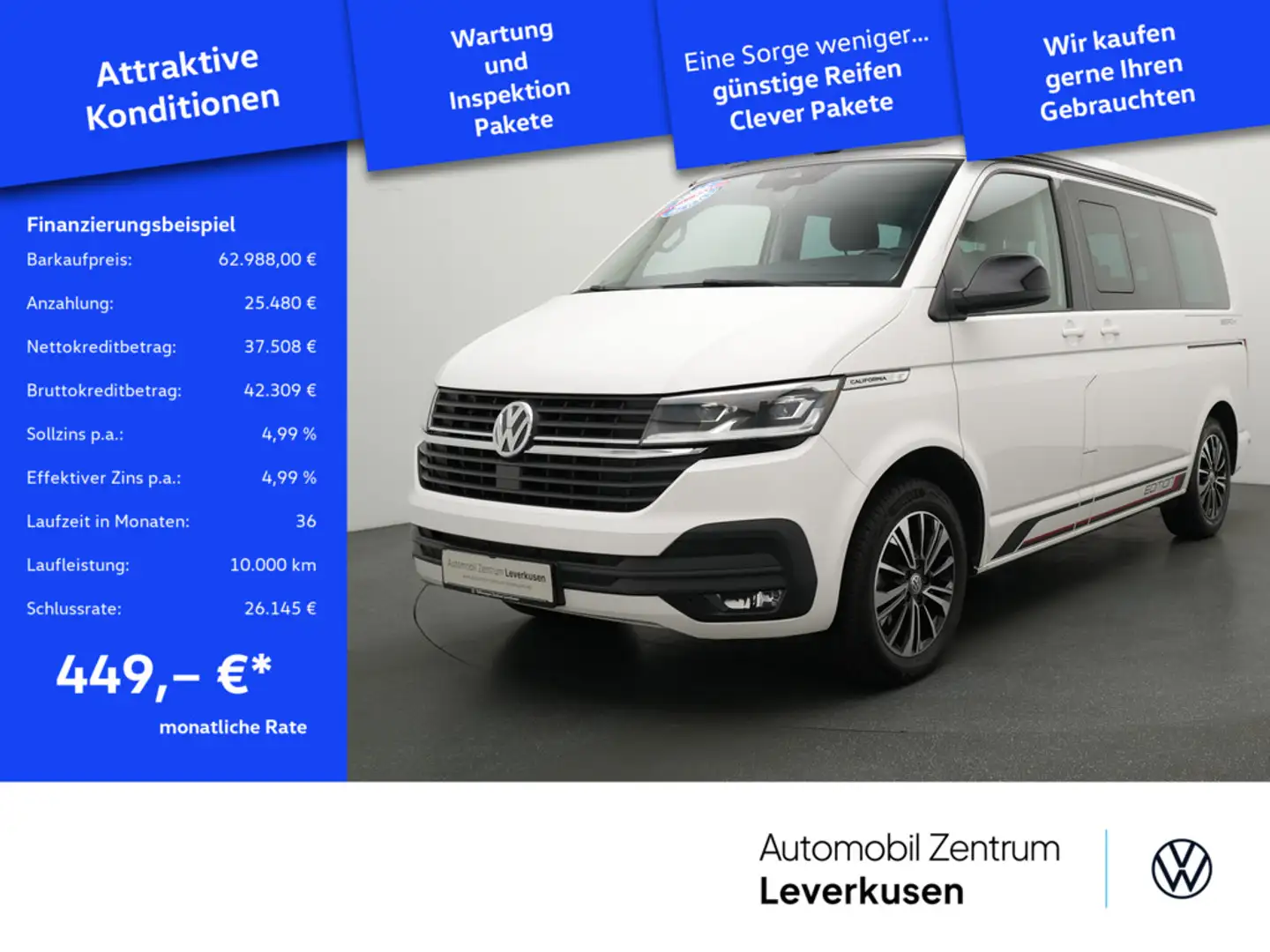 Volkswagen T6.1 California Beach Tour Edition STANDHZ AH Weiß - 1