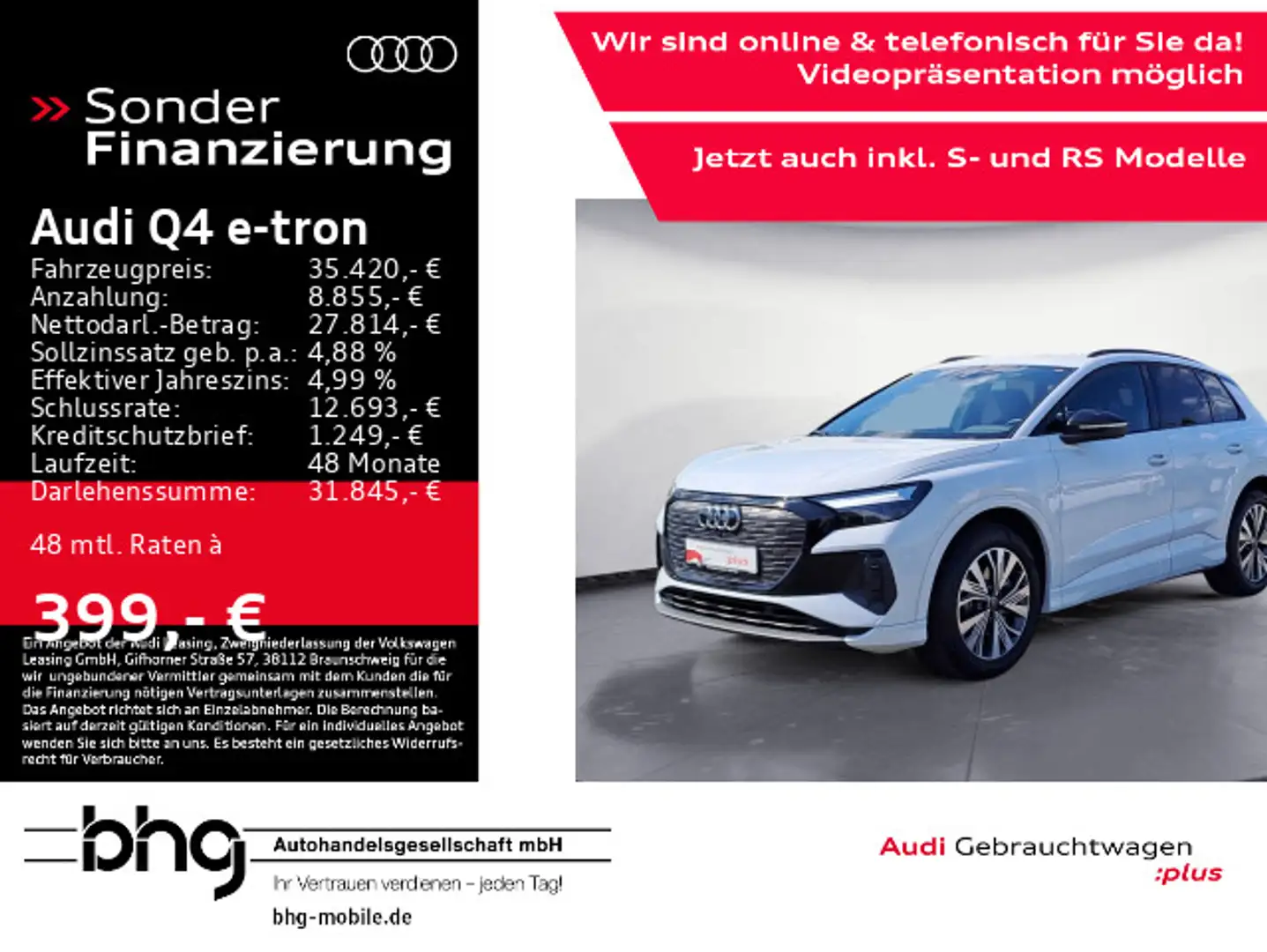 Audi Q4 e-tron 40 S line Optik advanced AHK Navi conn Weiß - 1
