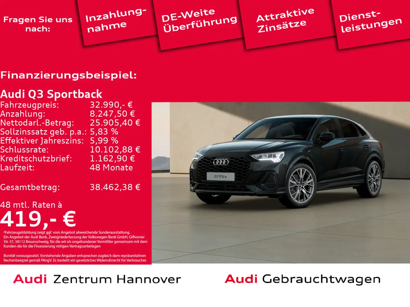 Audi Q3 45 TFSIe SONOS Kamera Navi LED DAB Noir - 1