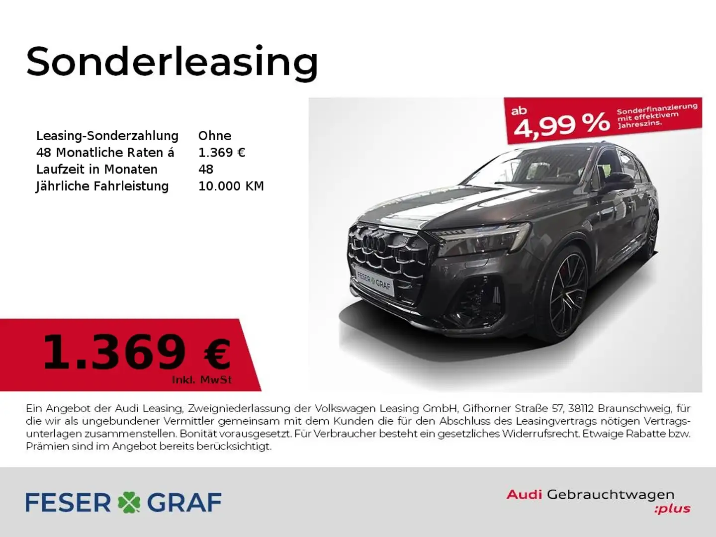 Audi SQ7 TFSI AHK Pano B&O STHZG 7-Sitze Matrix HUD Grau - 1