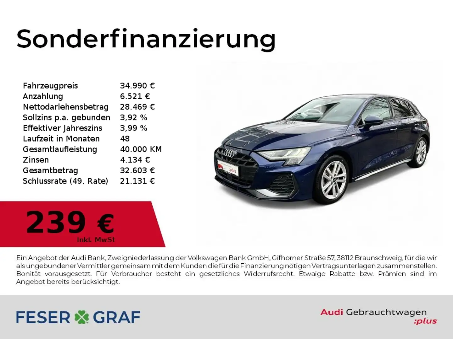 Audi A3 S line 35TFSI SHZ/Kamera/Sonos/HUD/ACC Blau - 1