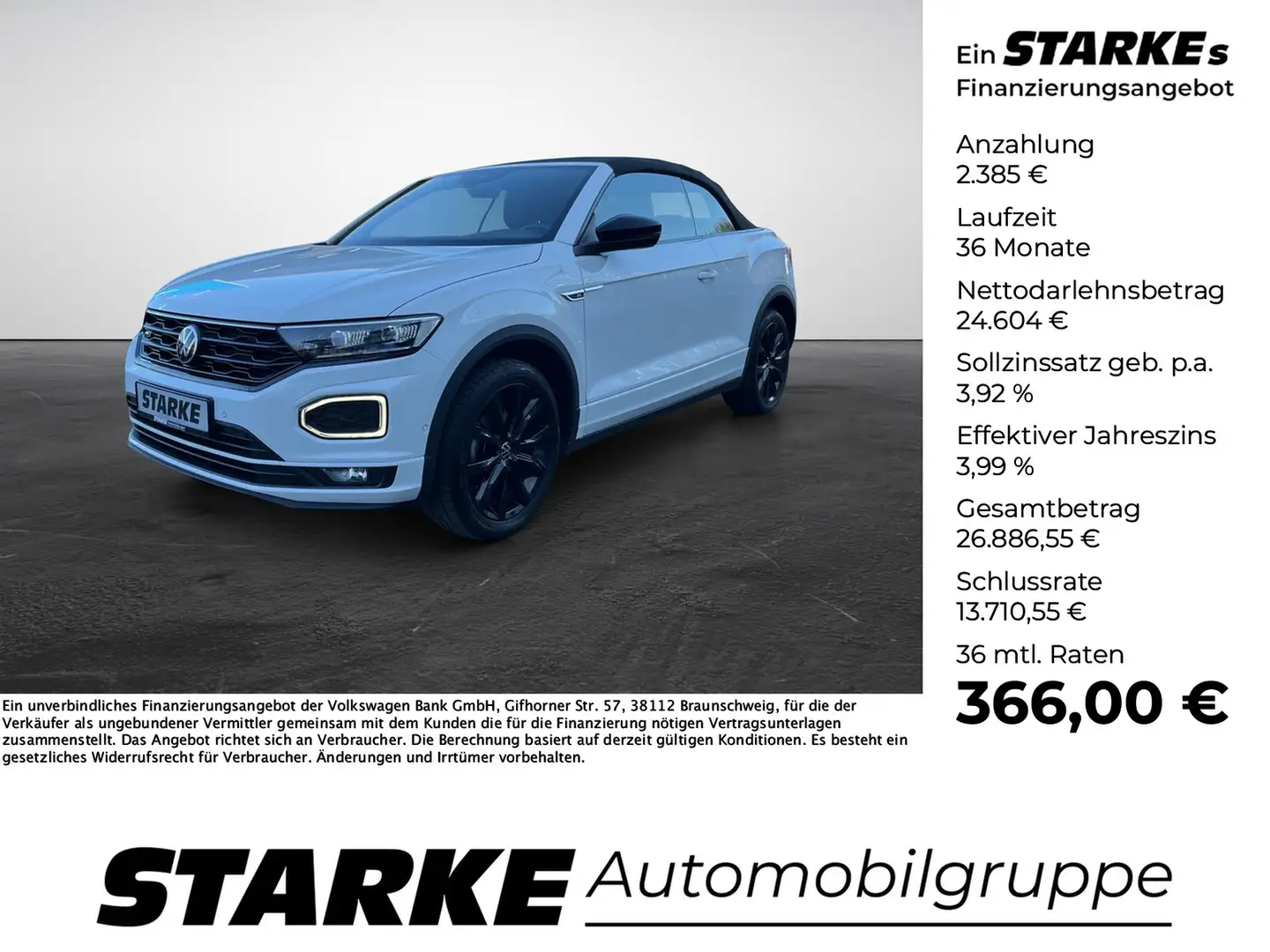 Volkswagen T-Roc Cabriolet 1.5 TSI DSG R-Line Black Style Blanc - 1
