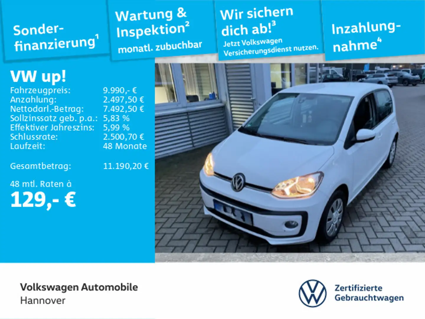 Volkswagen up! 1.0  move up! SHZ Klima Weiß - 1