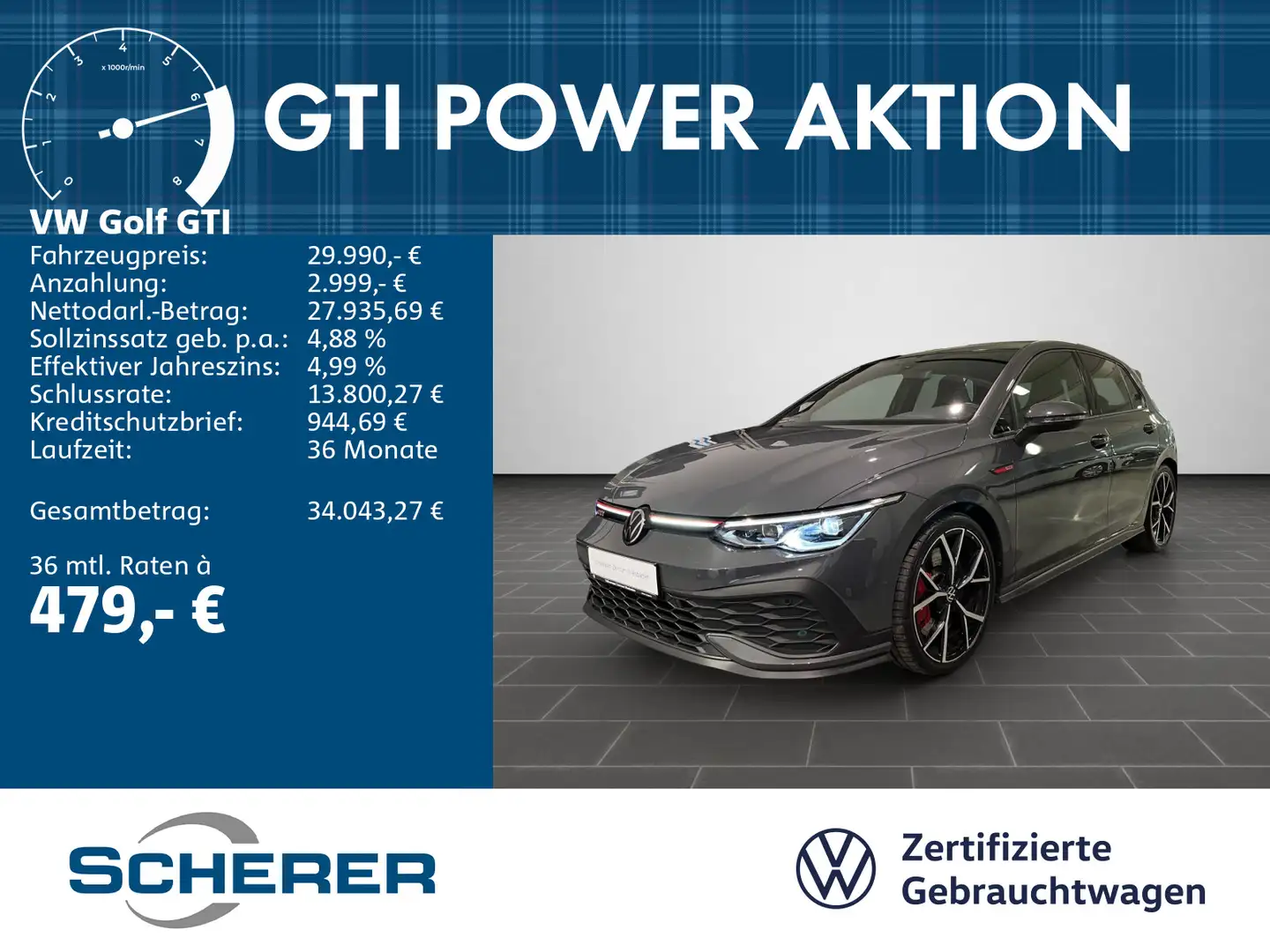 Volkswagen Golf GTI Golf VIII GTI Clubsport 2.0 TSI DSG, APP, Sitzh. Grau - 1