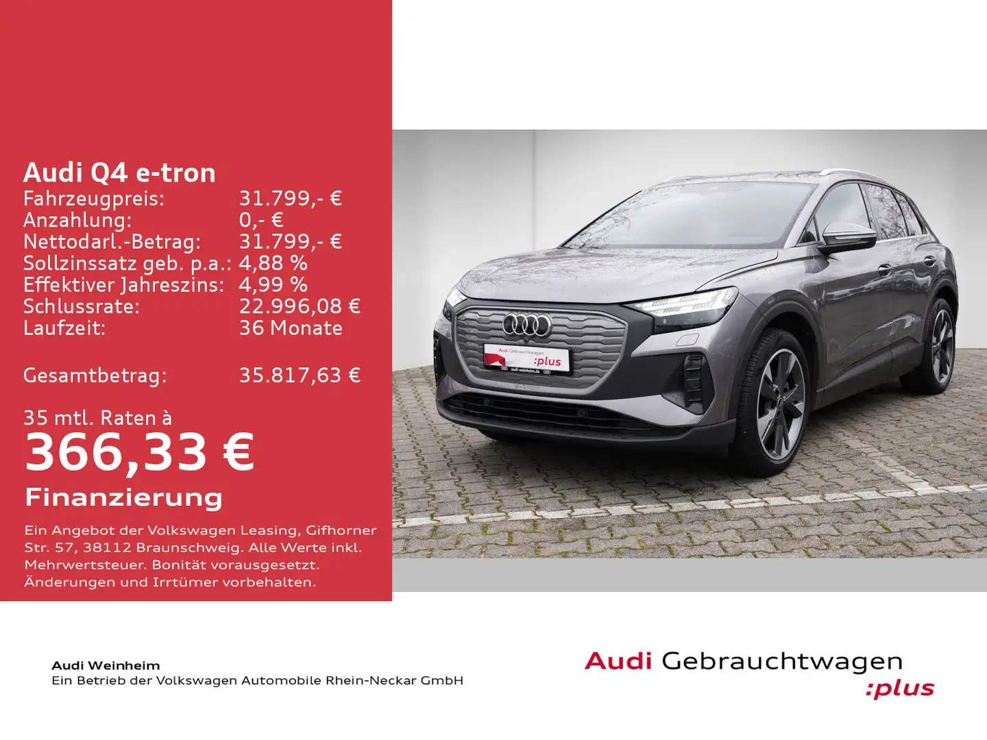 Audi Q4 e-tron 40 S-Line Matrix-LED AHK Kamera Navi u Grau - 2