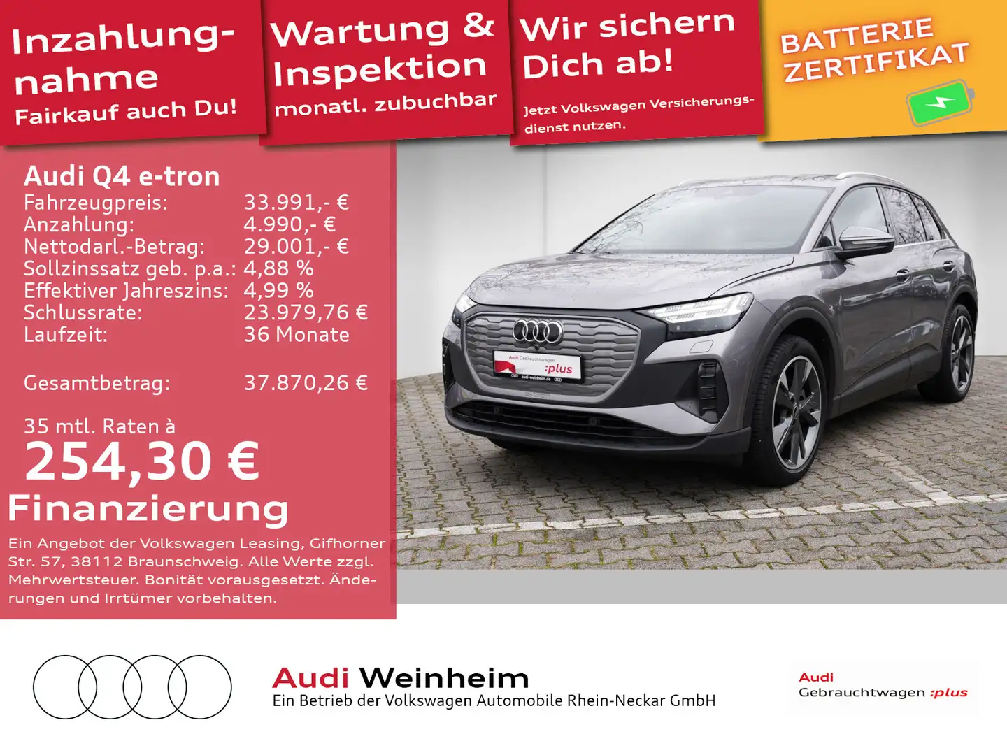 Audi Q4 e-tron 40 S-Line Matrix-LED AHK Kamera Navi u Grau - 1