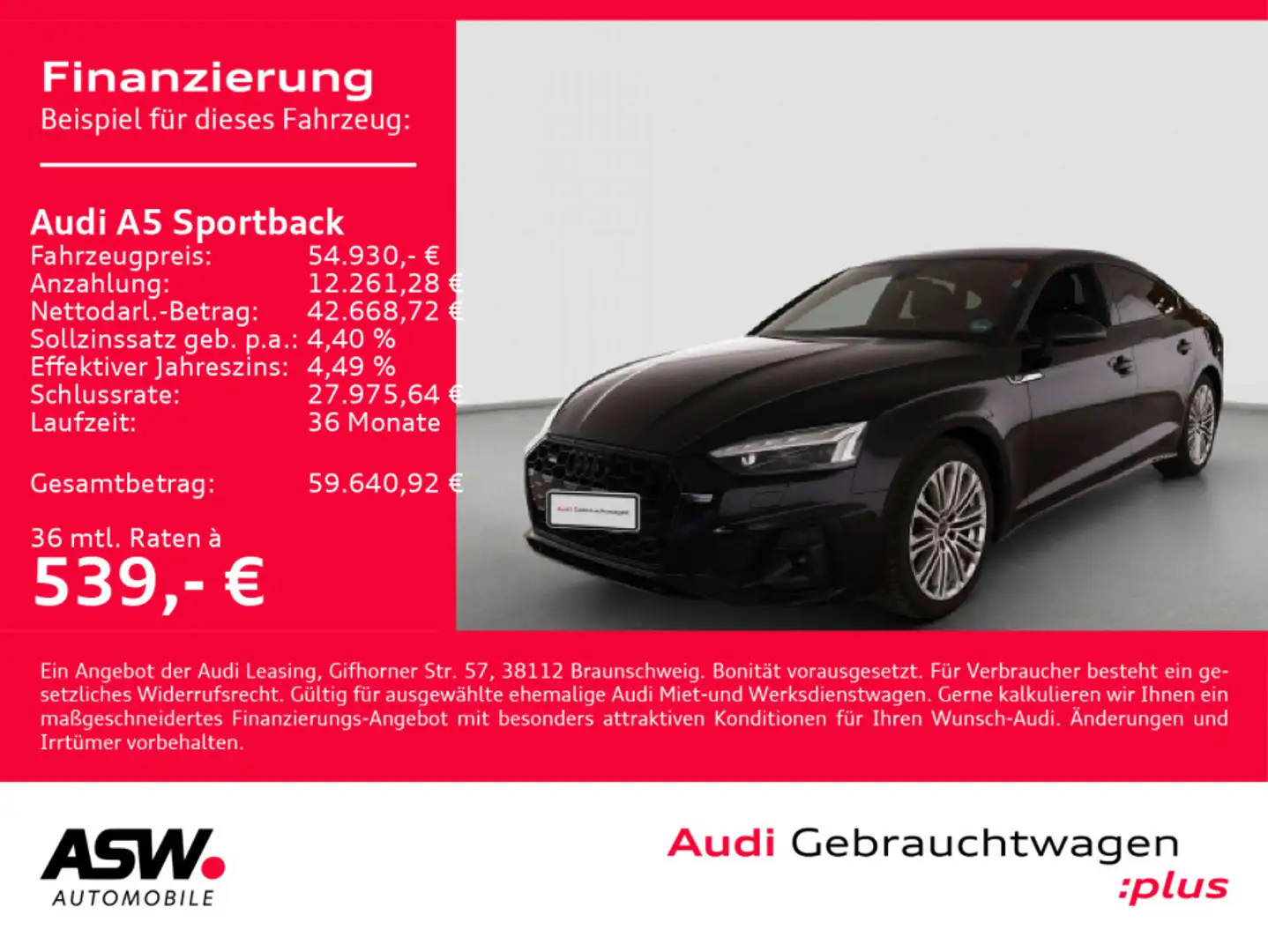 Audi A5 S line 40TDI quattr NAVI MATRIX AHK Schwarz - 1