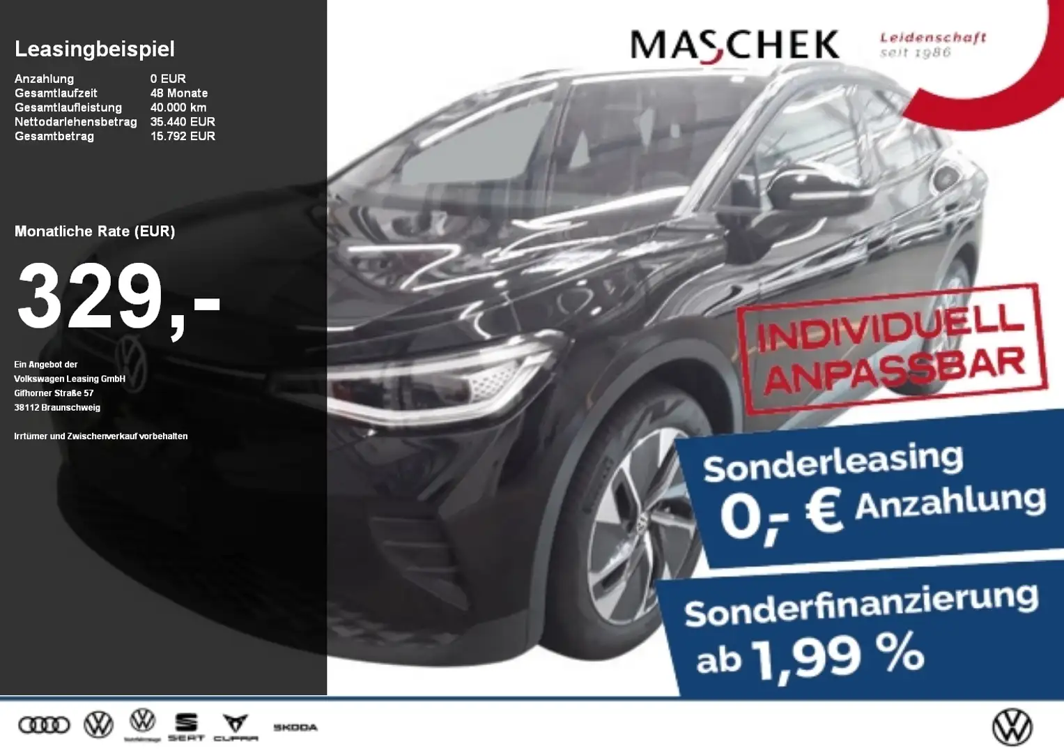 Volkswagen ID.4 Sonderleasing! AHK Navi Anschlussg IQLight AHK HUD Schwarz - 1